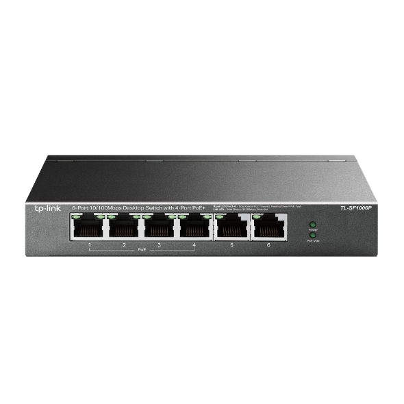 Switch Để Bàn 6 Cổng 10/100Mbps với 4 Cổng PoE+ TP-Link TL-SF1006P | Hàng chính hãng