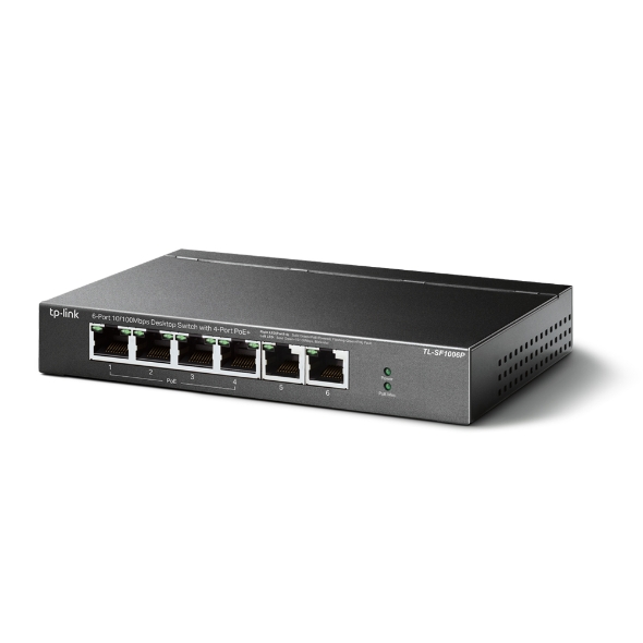 Switch Để Bàn 6 Cổng 10/100Mbps với 4 Cổng PoE+ TP-Link TL-SF1006P | Hàng chính hãng