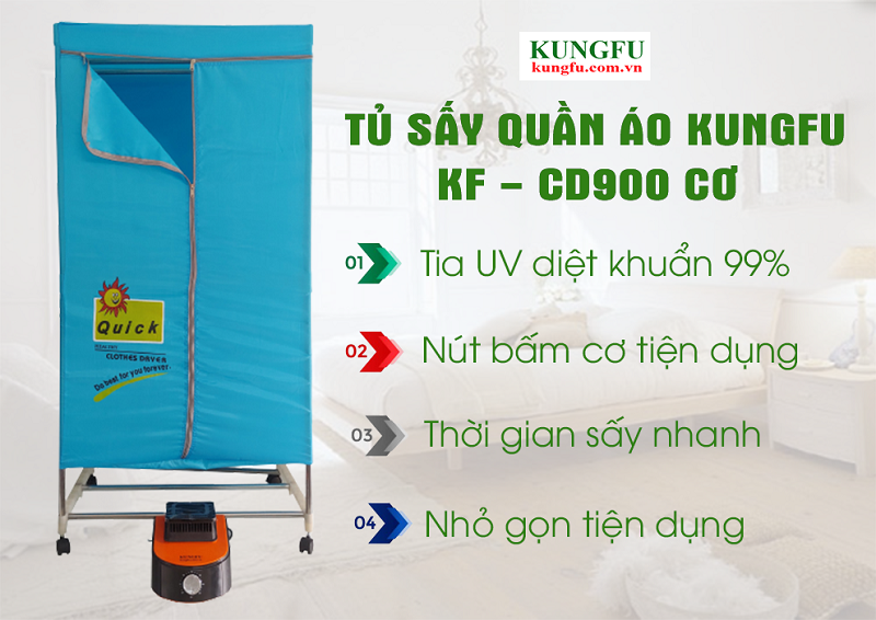 TỦ SẤY QUẦN ÁO KUNGFU KF-CD900 CƠ | Hàng chính hãng