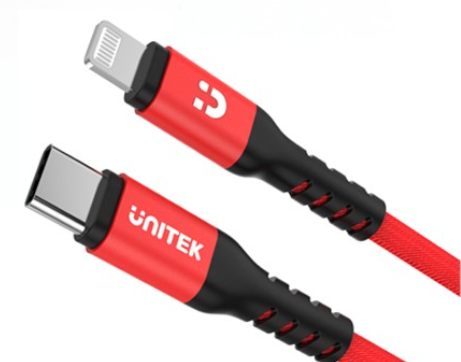 Cáp Type-C->Lightning 1m UNITEK C14060RD | Hàng chính hãng