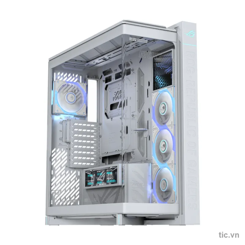 Vỏ case ASUS ROG Cronox ARGB White Edition Full Tower (EATX, kèm 4 quạt ARGB) Chính Hãng
