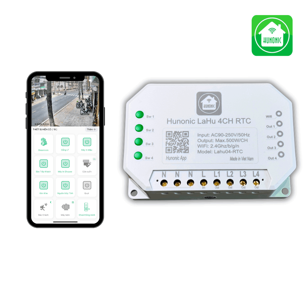 Công tắc Wifi Hunonic Lahu 4 kênh
