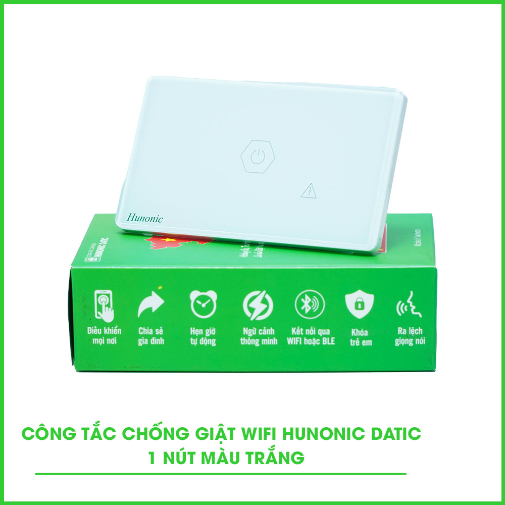 Công tắc cám ứng WiFi Hunonic CSL Chống Giật, HCN, màu Đen/Trắng
