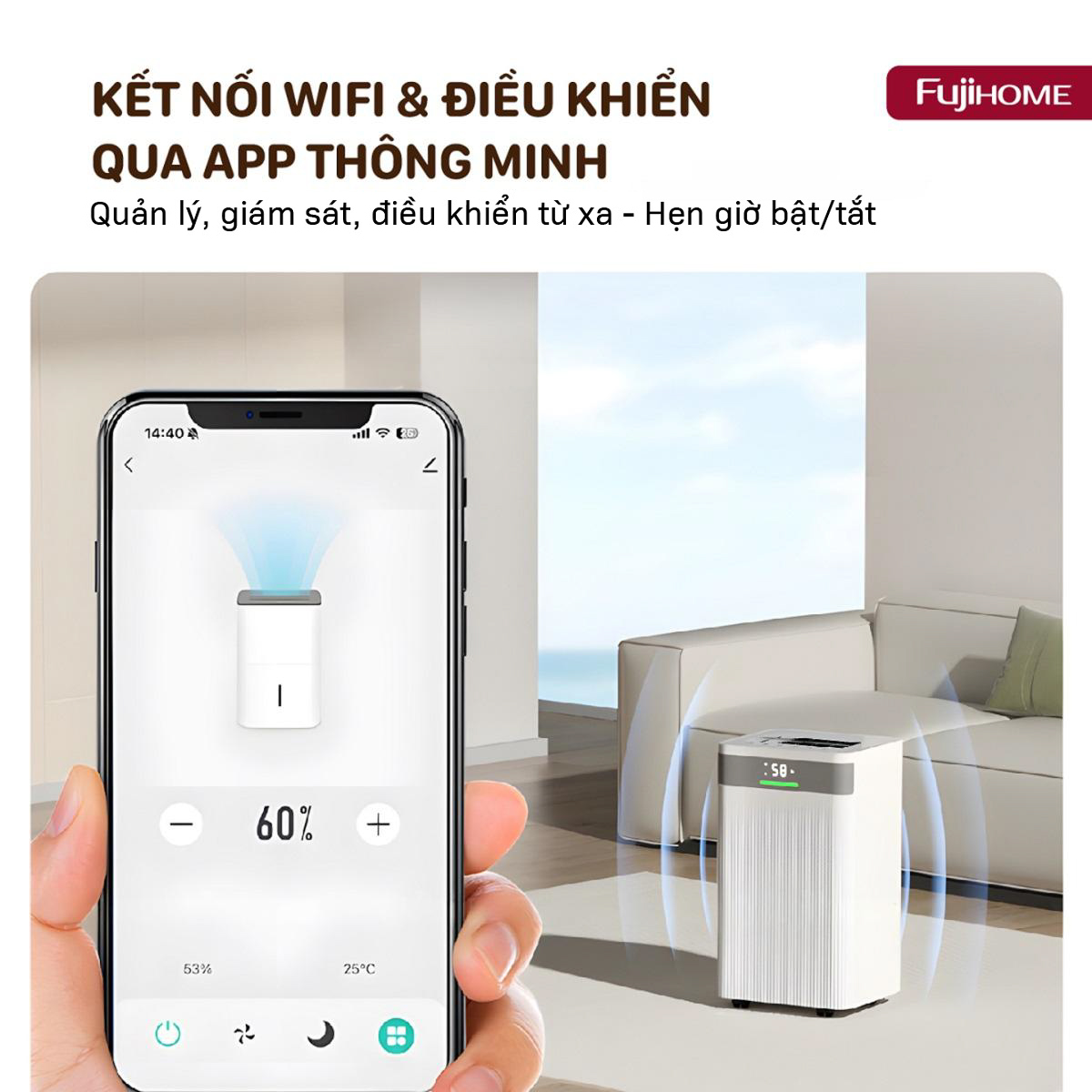 Máy hút ẩm dân dụng Fujihome DH16NW | Hàng chính hãng