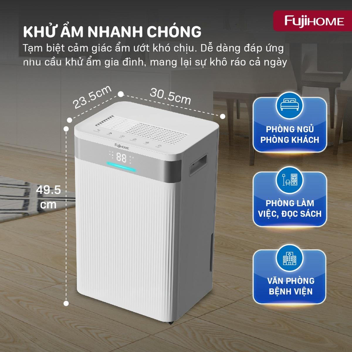 Máy hút ẩm dân dụng Fujihome DH16NW | Hàng chính hãng