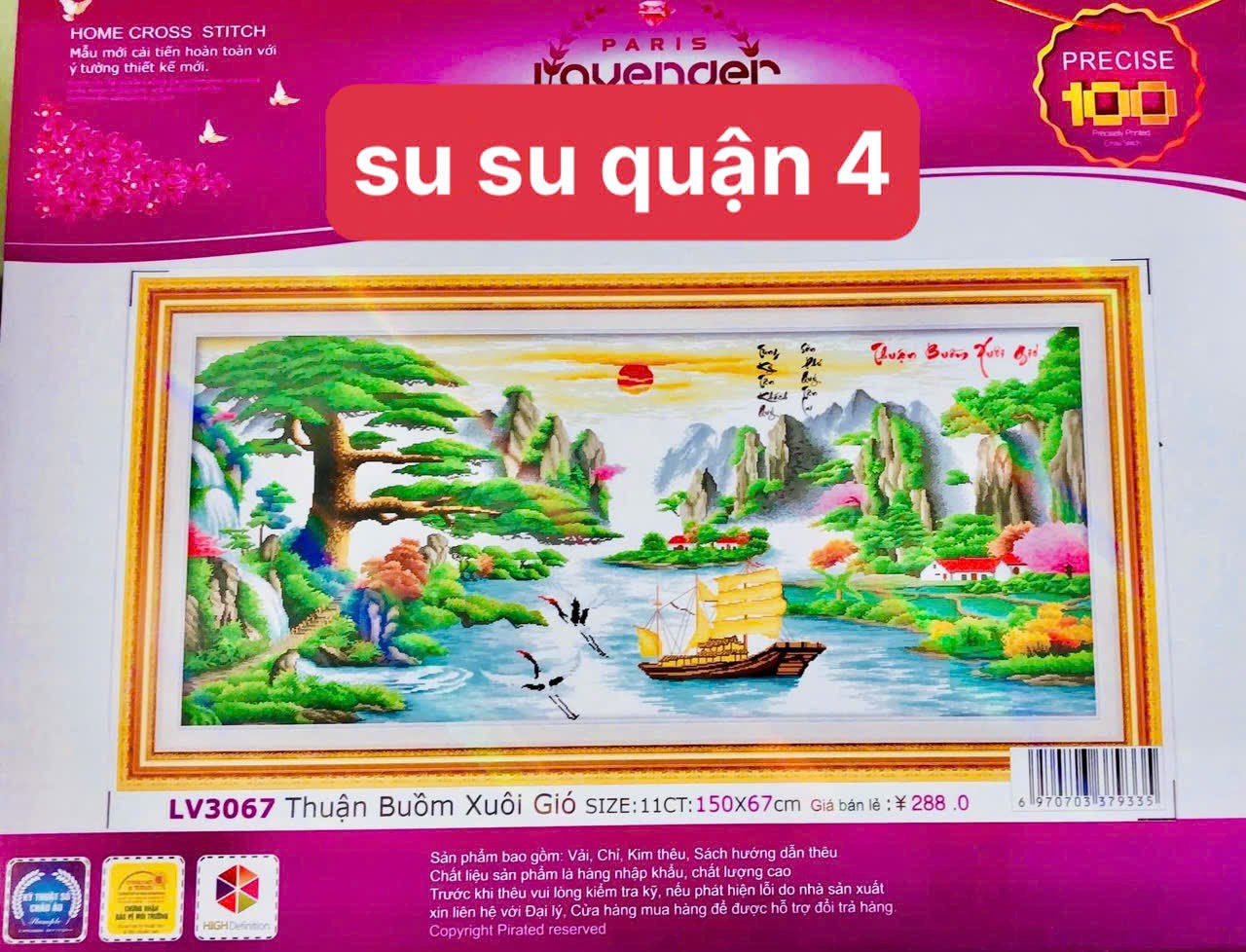 Tranh thêu Thuận buồm xuôi gió LV3607, kích thước 150 x 67 cm