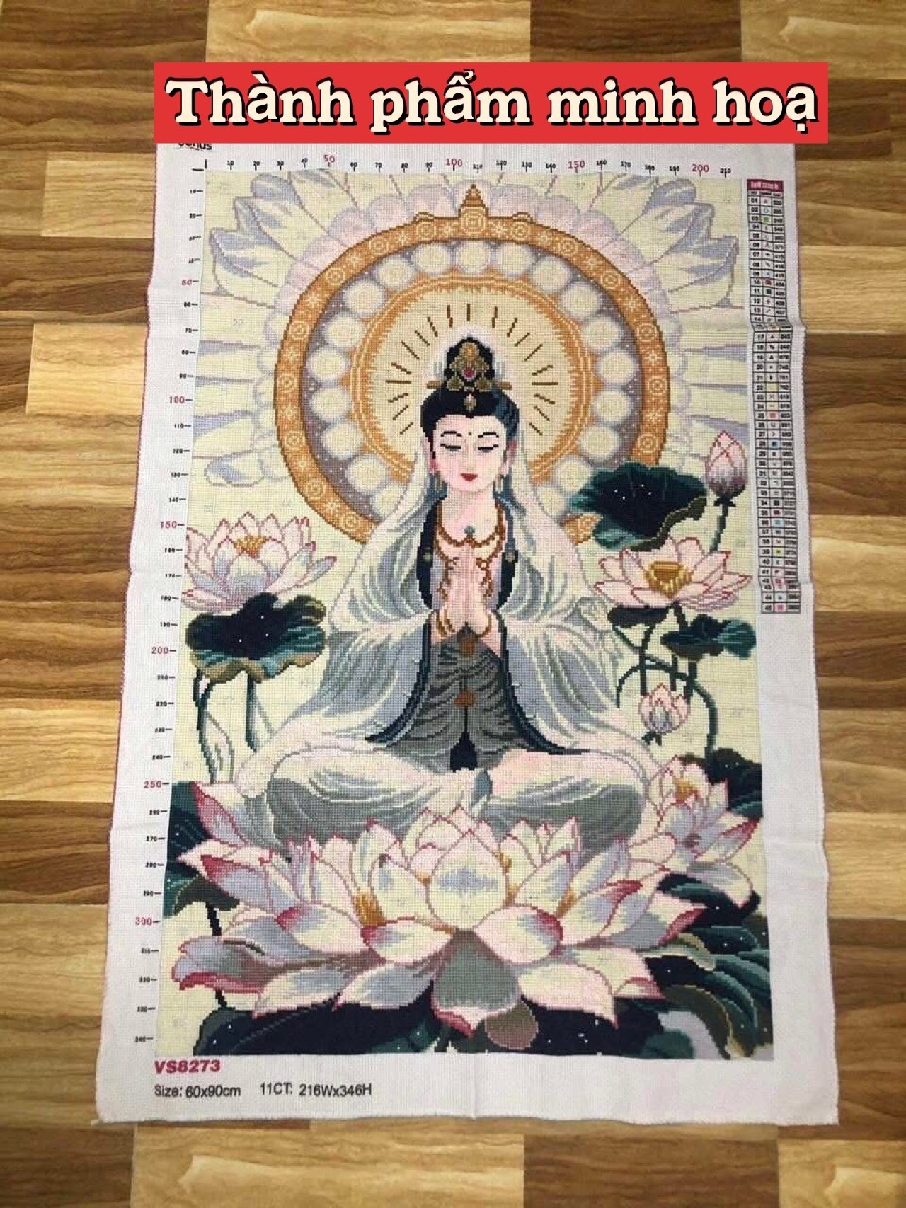 Tranh thêu kín quan âm VS8273, kích thước 60x90 cm