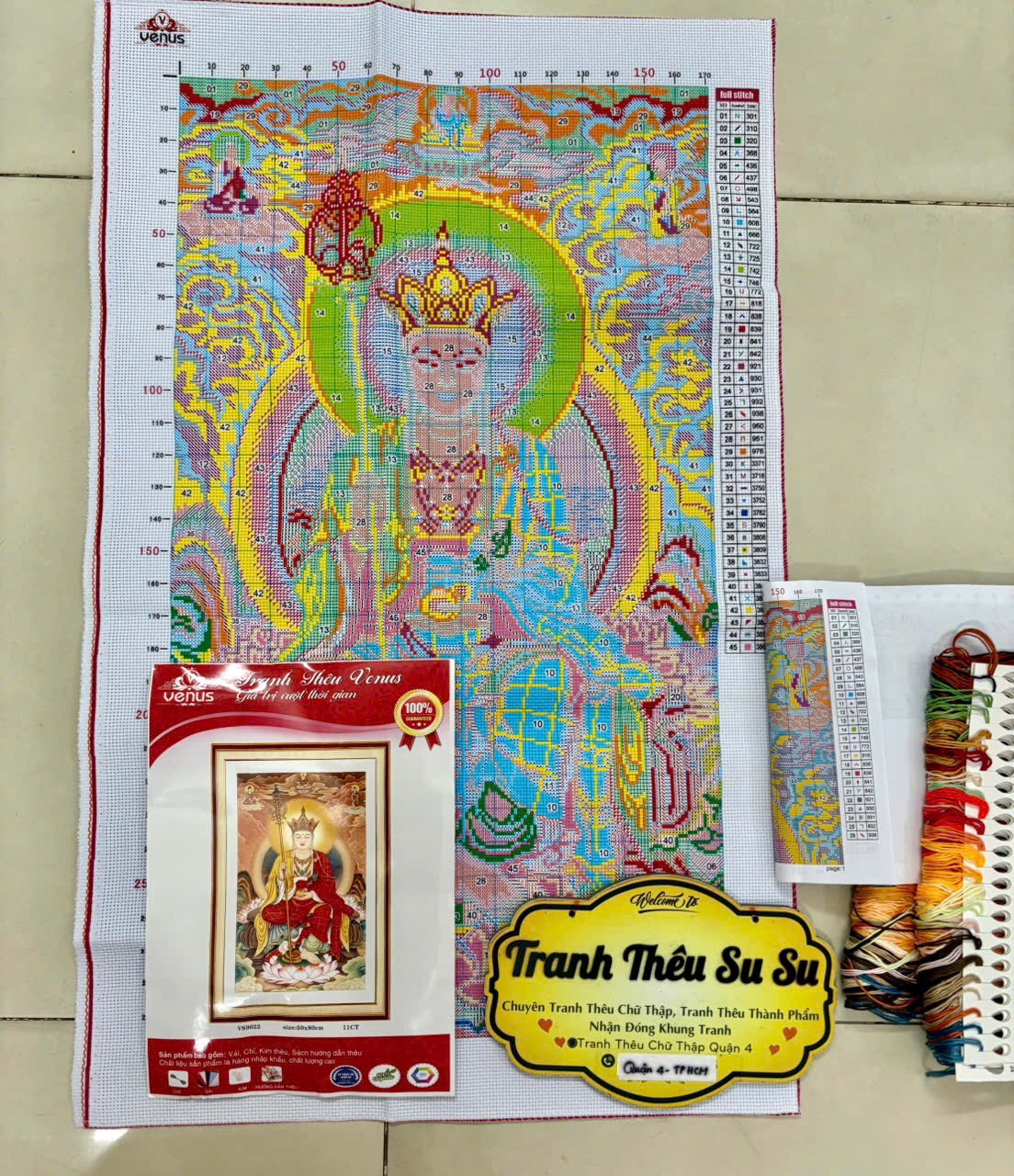 Tranh thêu kín Phật dược sư VS9022, kích thước 50 x 80 cm