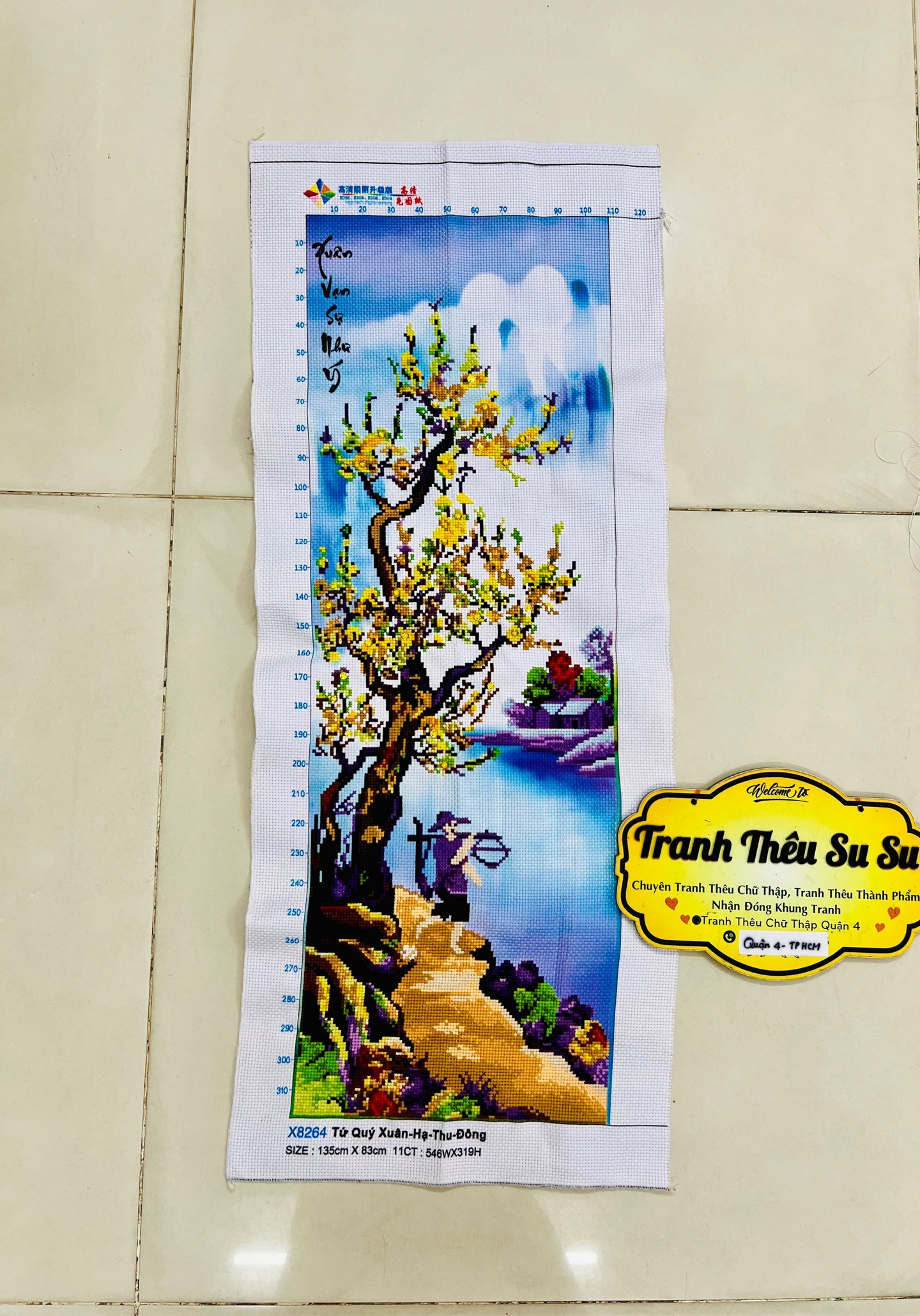 BỘ TỨ QUÝ XUÂN HẠ THU ĐÔNG THÊU SẴN