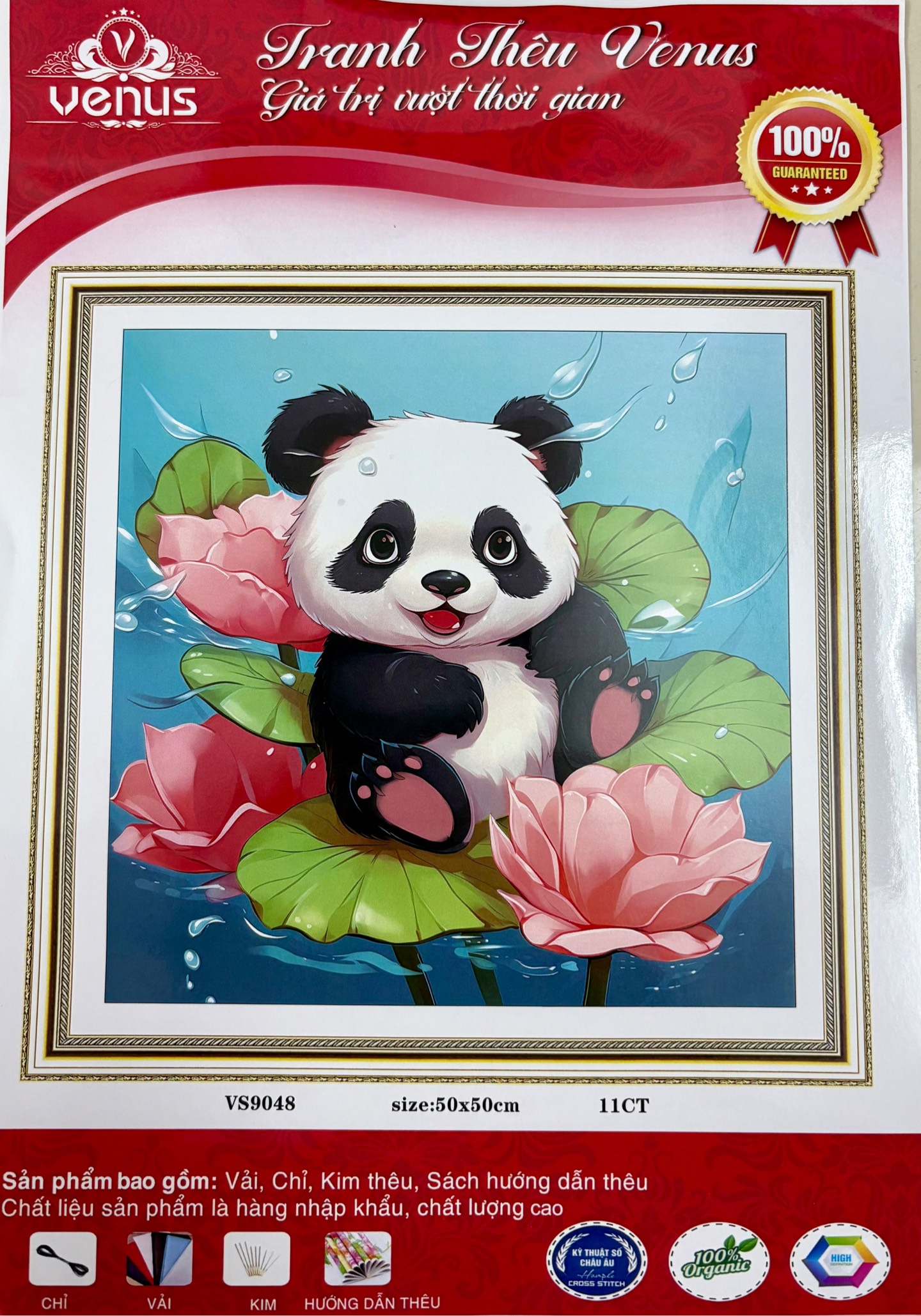 Tranh thêu kín Gấu trúc VS9048, kích thước 50x 50 cm