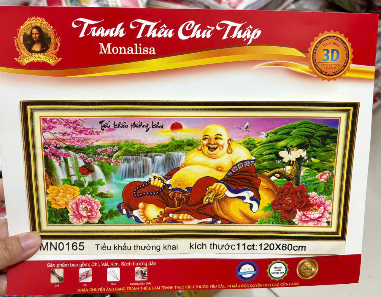 Tranh thêu kín Phật di lặc MN0167, MN0165