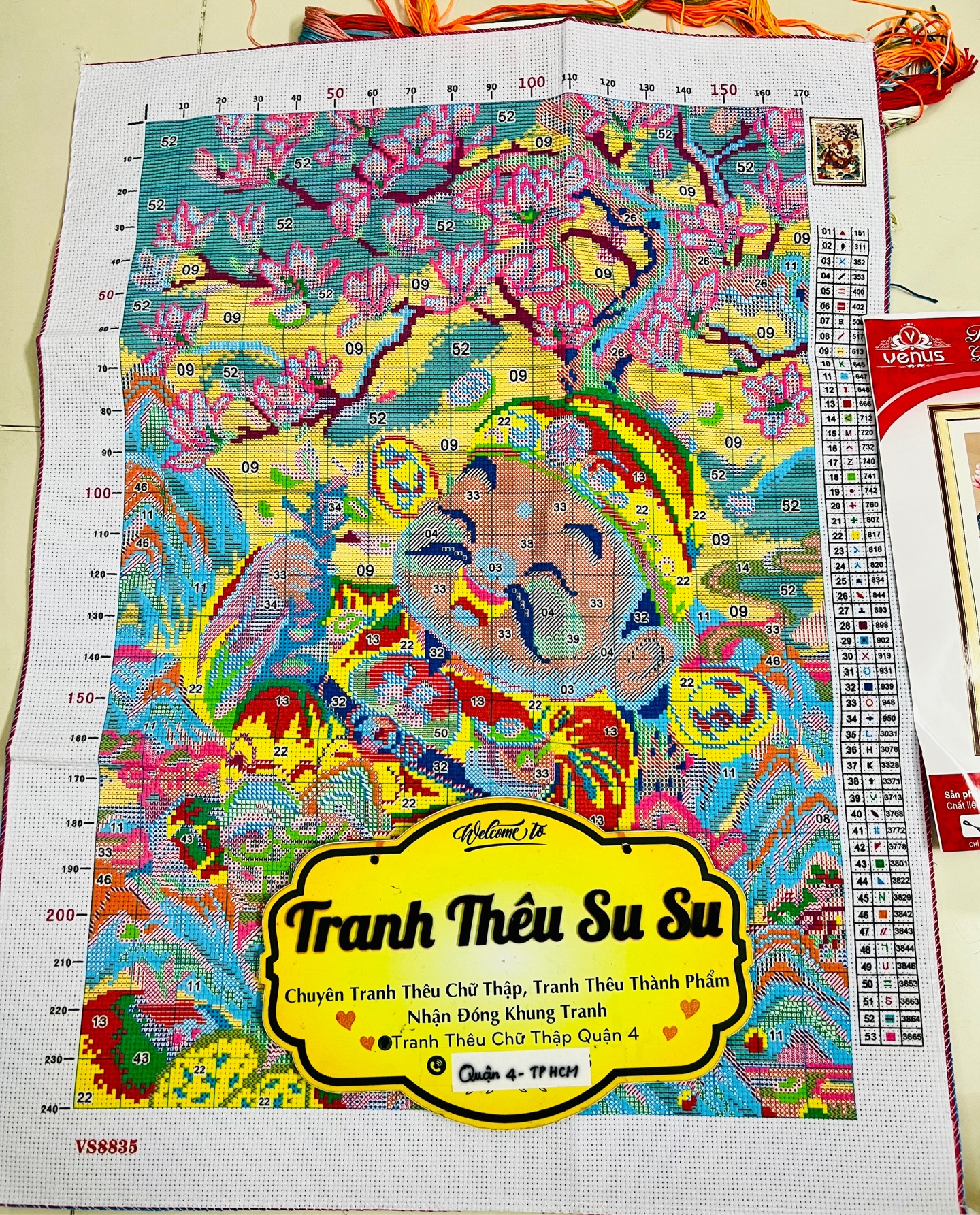 Tranh thêu kín thần tài VS8835, kích thước 50 x 67 cm