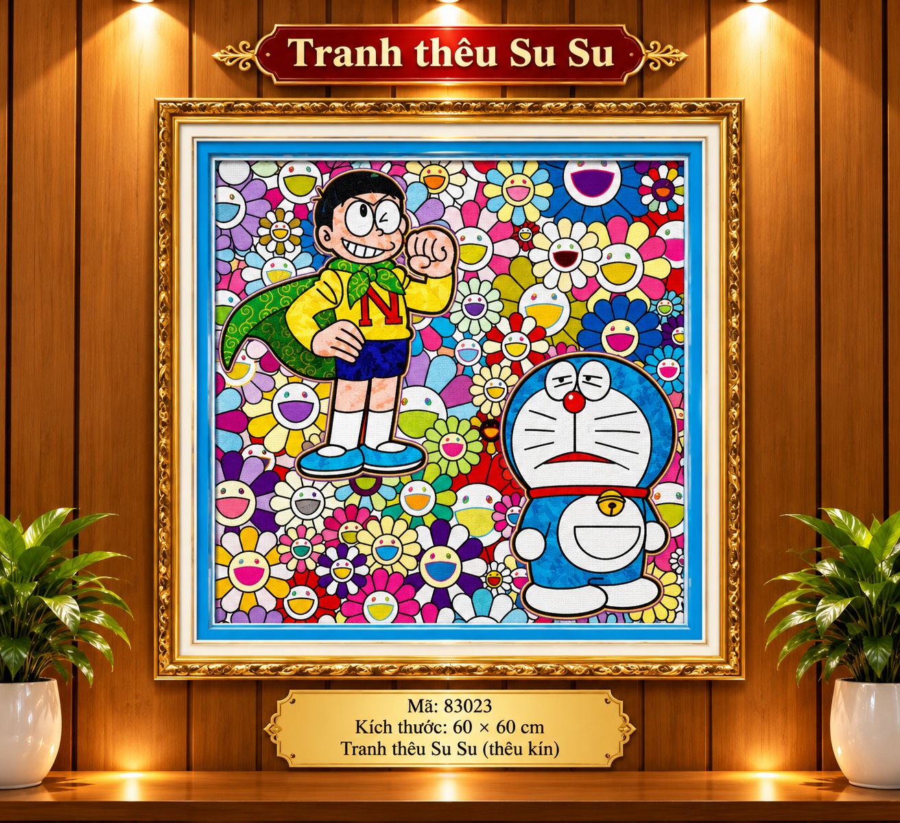 Tranh thêu kín đô rê mon 83023, kích thước 50x50 cm