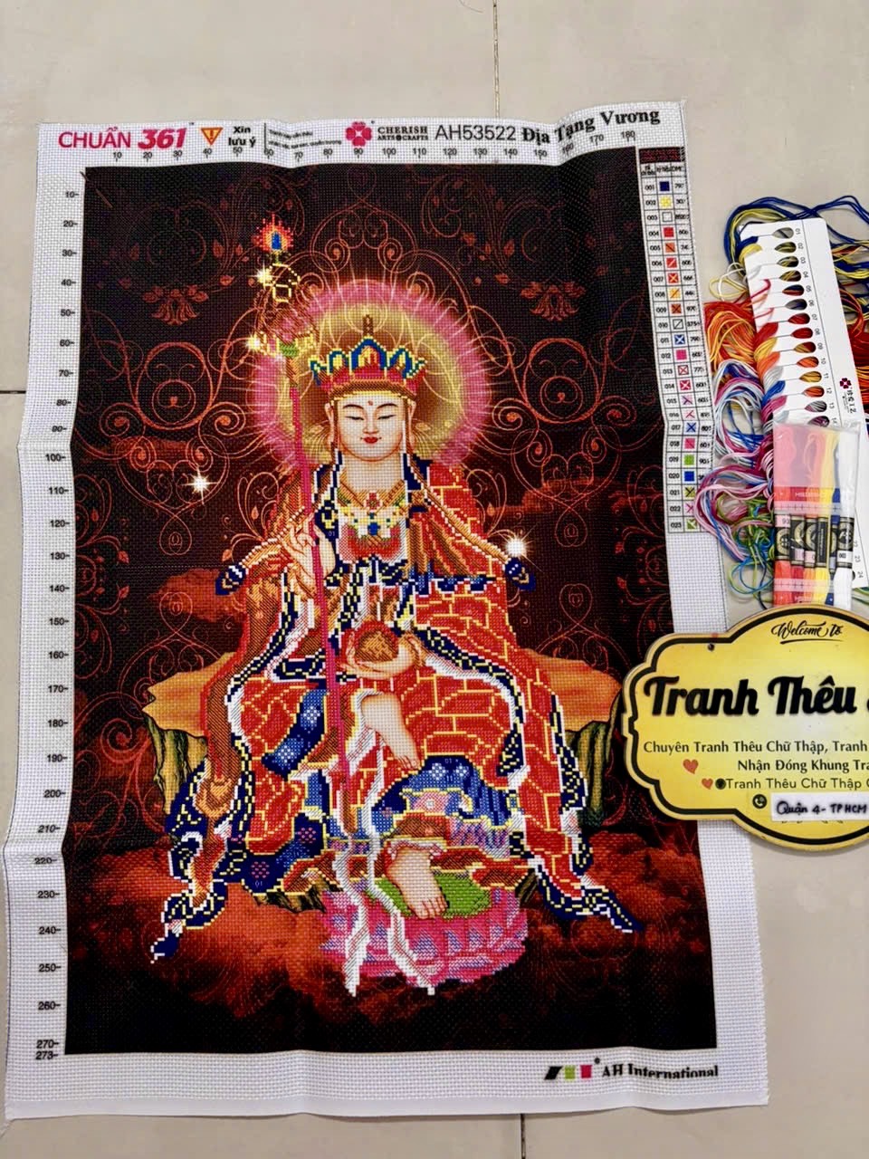 Tranh thêu địa tạng vương bồ tát AL53522, kích thước 51 x 72 cm