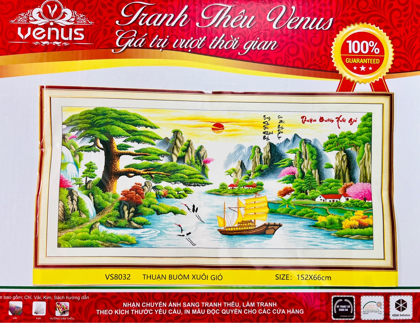 Tranh thêu Thuận buồm xuôi gió VS8032, kích thước 152x 66 cm