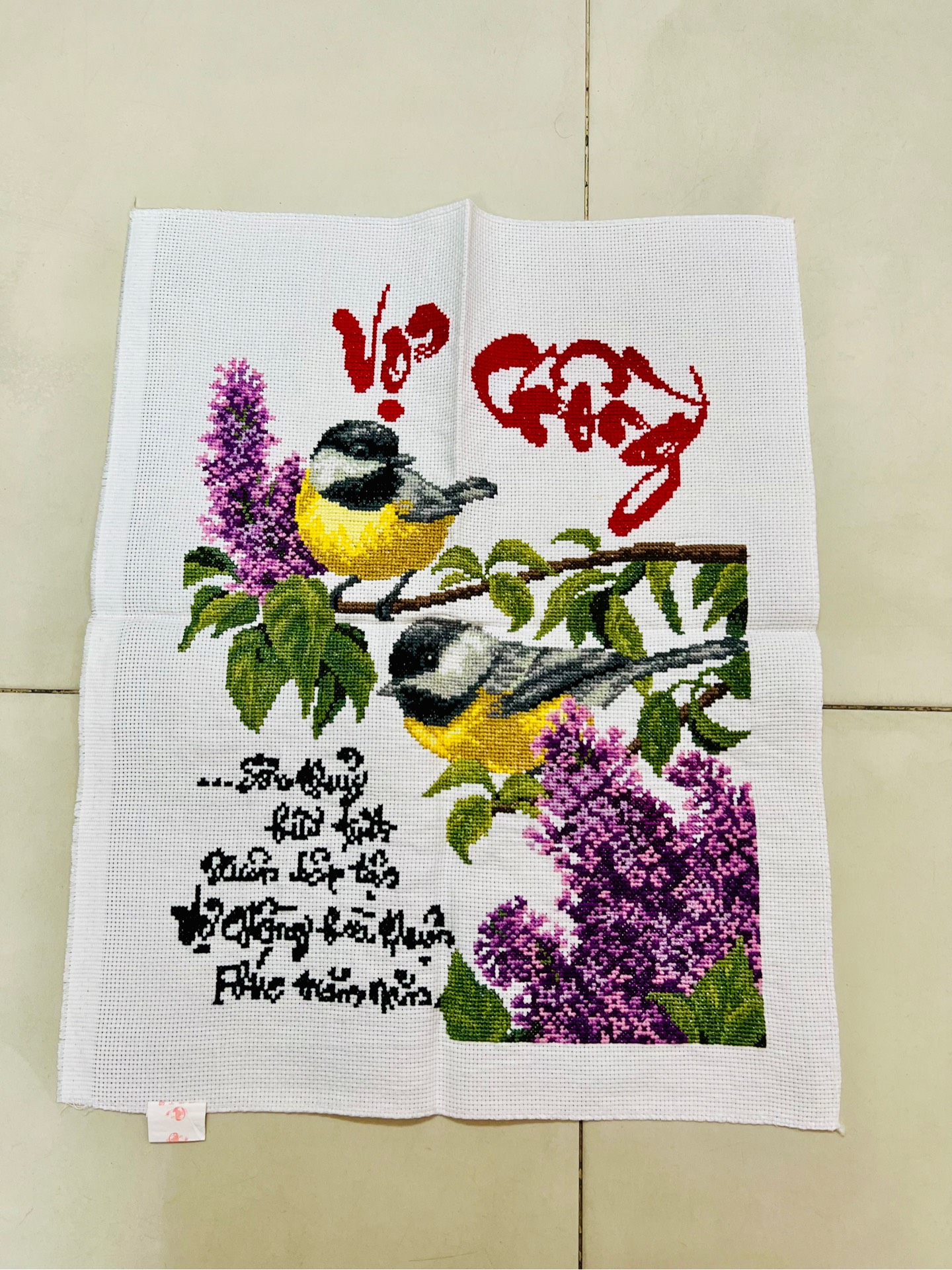 [Đã thêu] Tranh thành phẩm vợ chồng, kích thước 40x50 cm