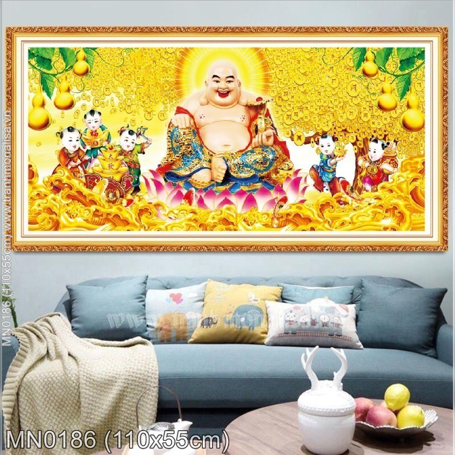 Tranh thêu Phật di lặc MN0186, kích thước 110 x 55 cm