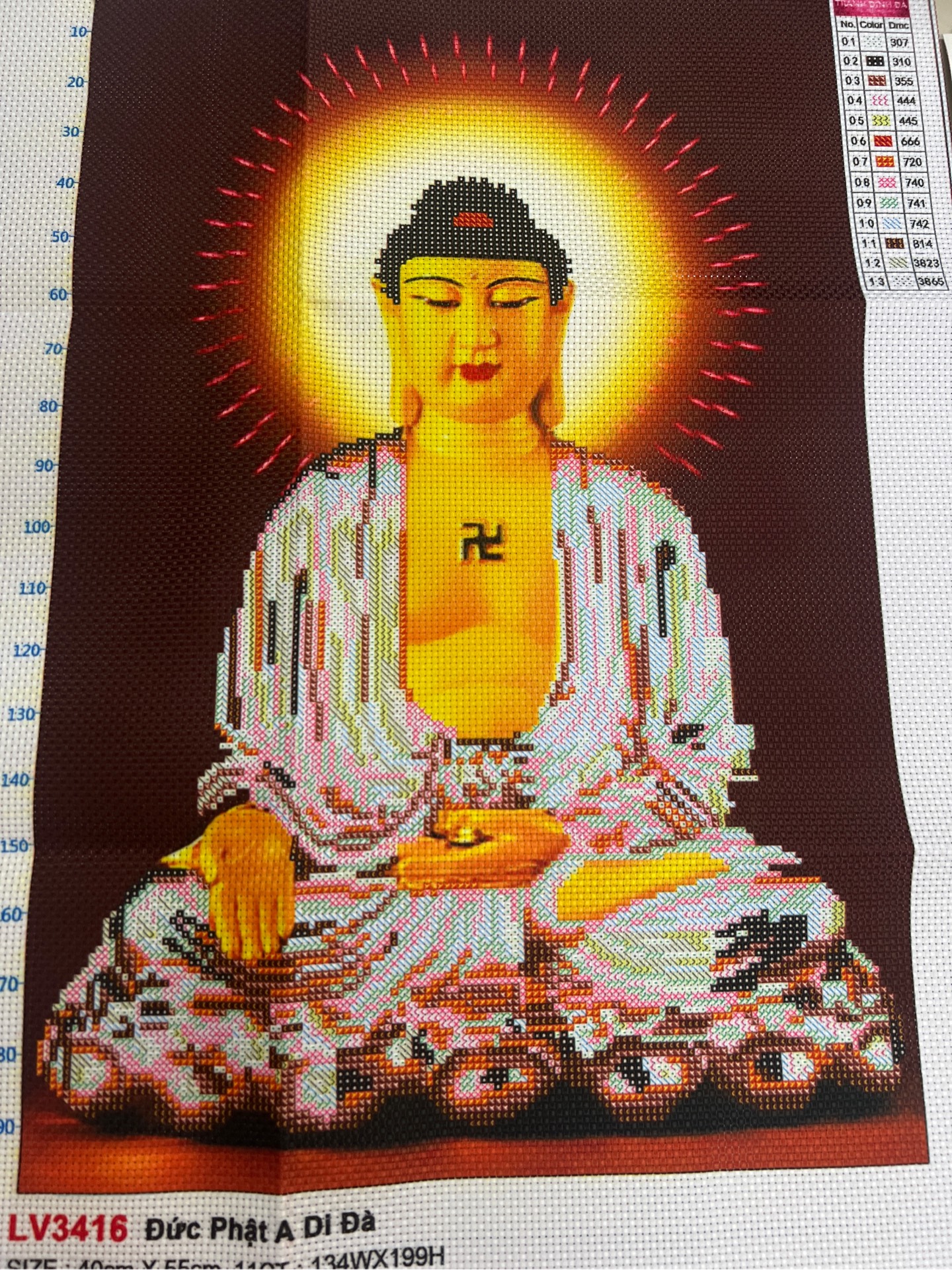 Tranh thêu Phật a di đà LV3416, kích thước 40 x 55 cm