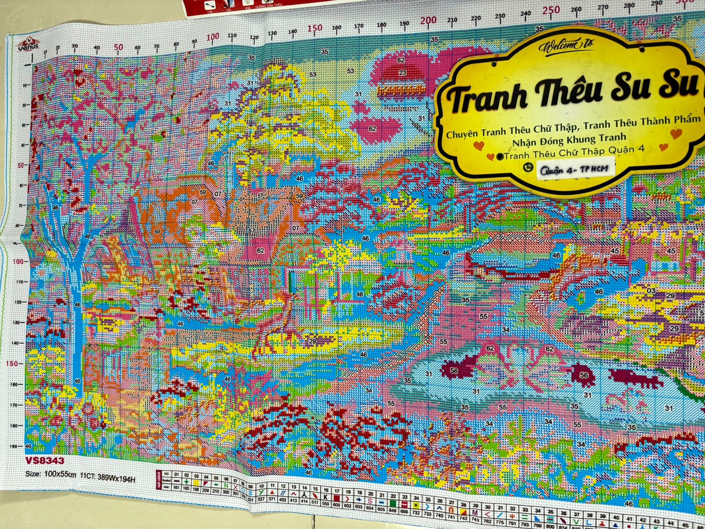 Tranh thêu ngôi nhà hạnh phúc VS8343, kích thước 100 x 55 cm