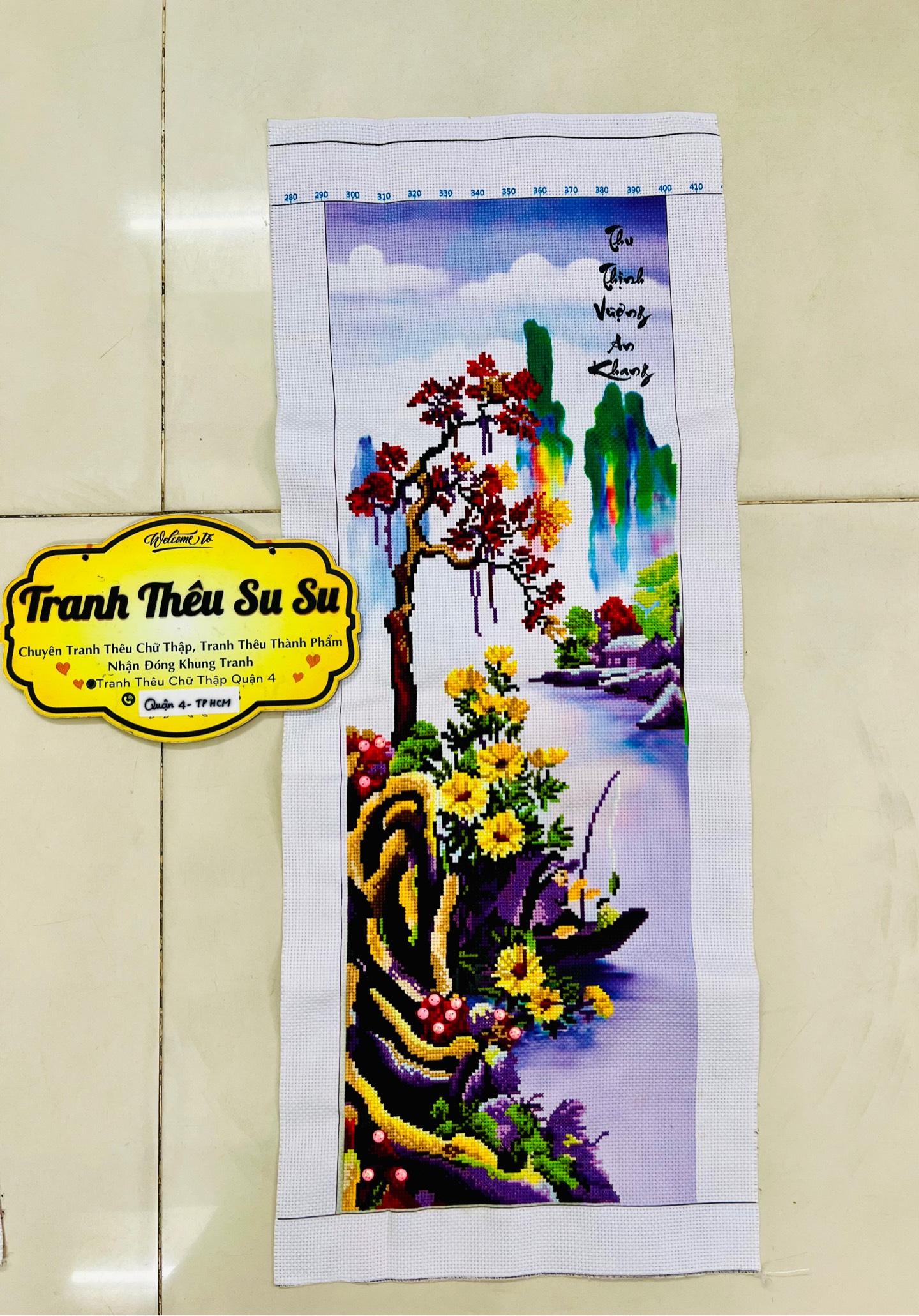 BỘ TỨ QUÝ XUÂN HẠ THU ĐÔNG THÊU SẴN