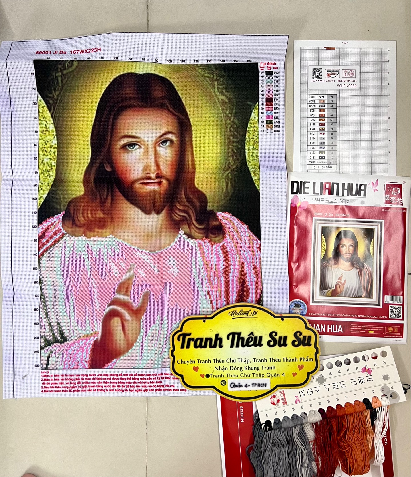 Tranh thêu chúa giê su 89001, kích thước 44x55 cm