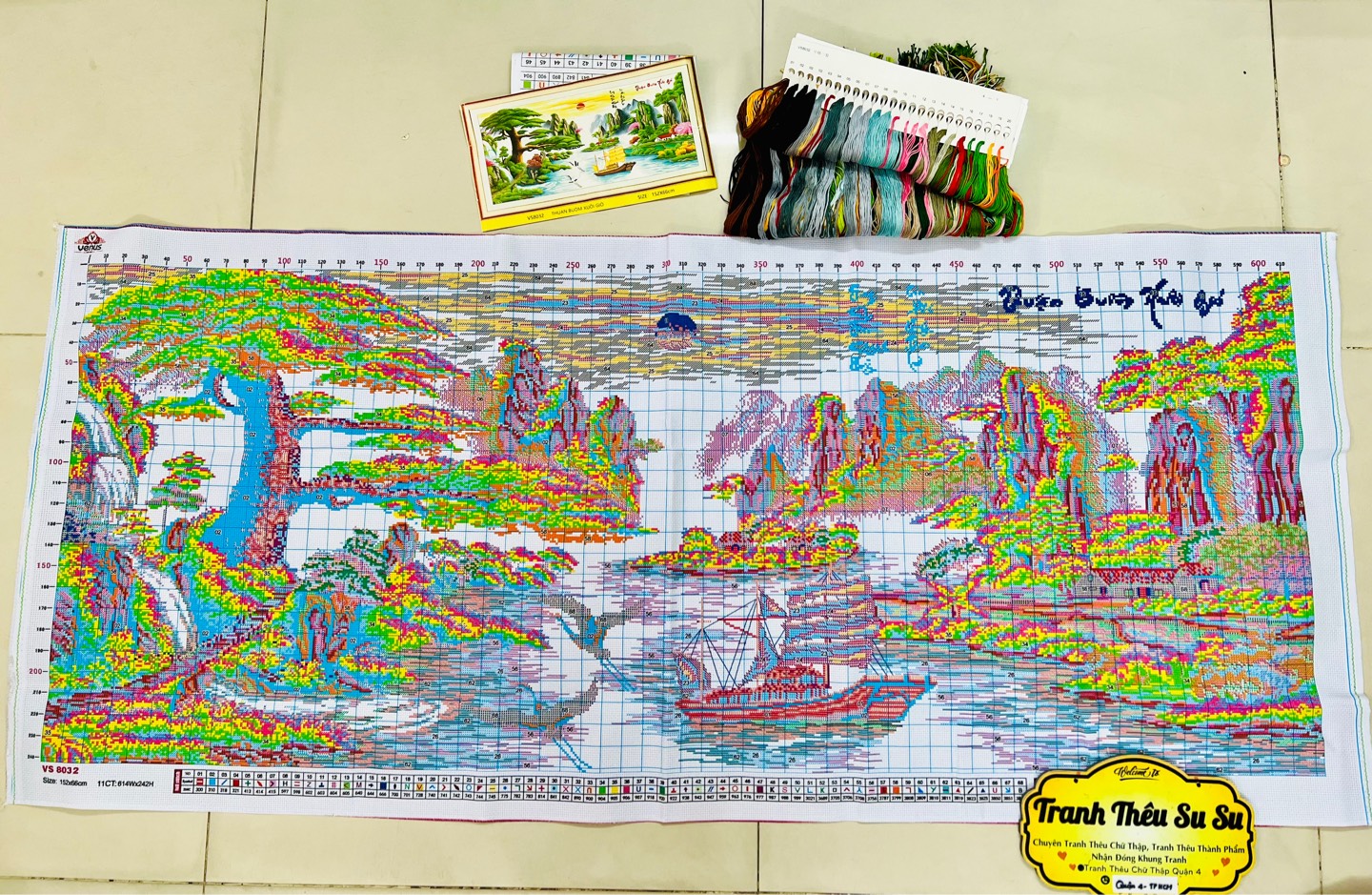 Tranh thêu Thuận buồm xuôi gió VS8032, kích thước 152x 66 cm