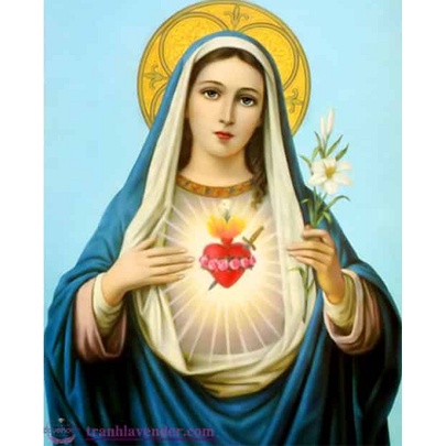 Tranh thêu chữ thập Đức Mẹ Maria LV3035, kích thước 43 x 51 cm