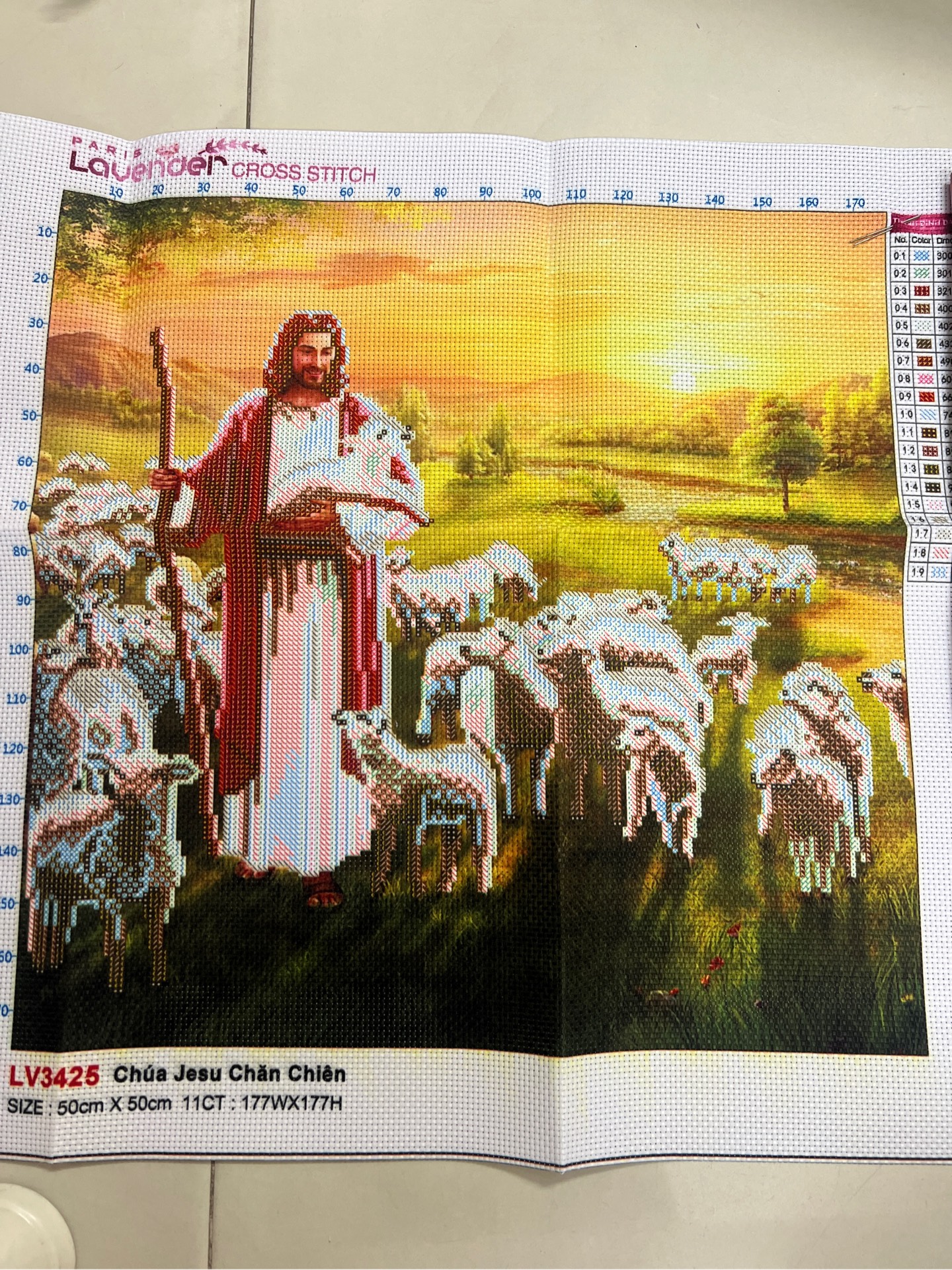 Tranh thêu chúa chăn chiên LV3425, kích thước 50x50 cm