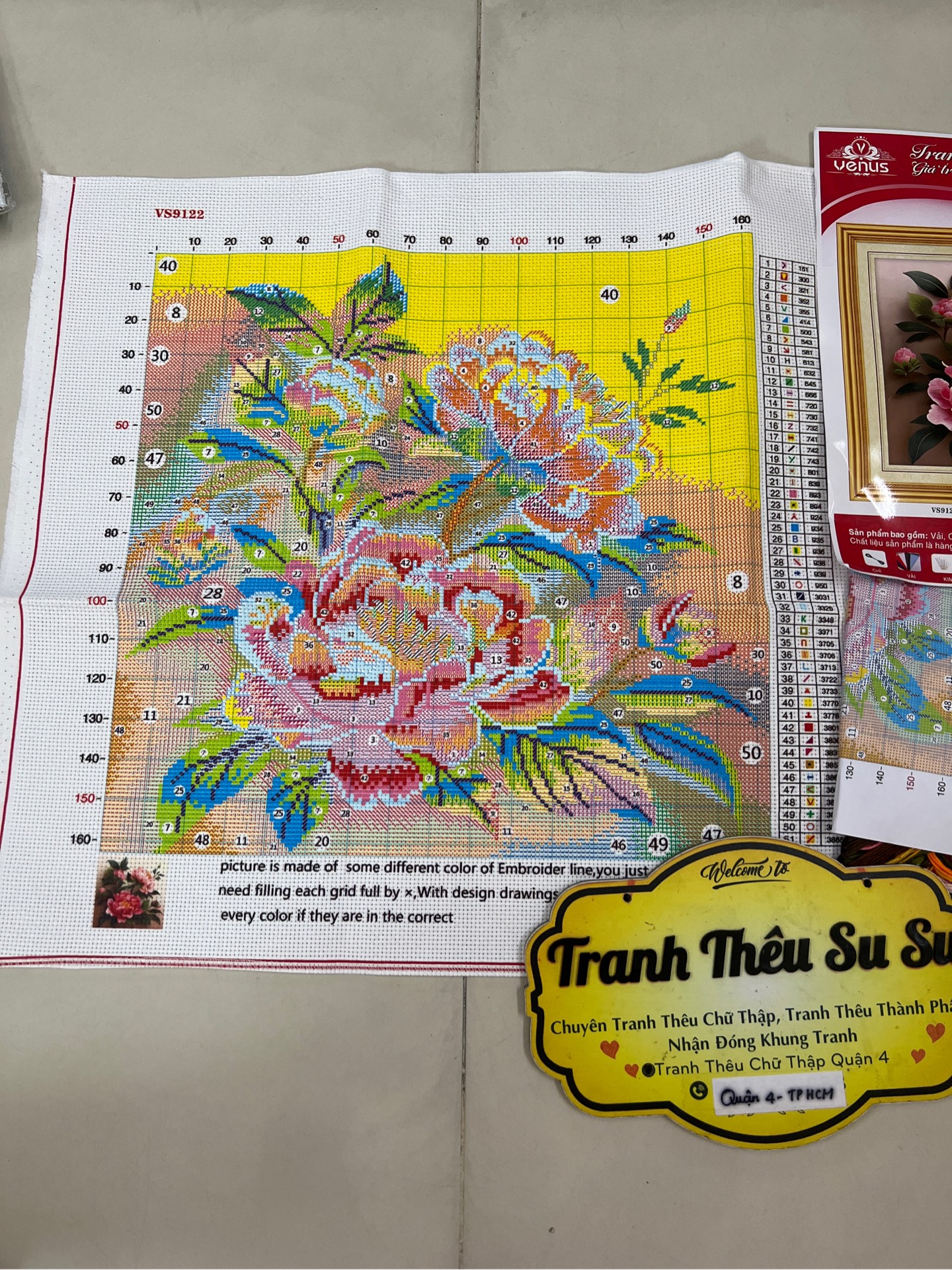 Tranh hoa mẫu đơn VS9122, kích thước 50x50 cm