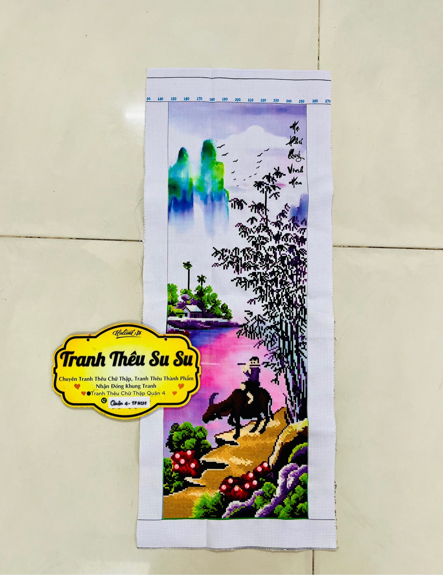 BỘ TỨ QUÝ XUÂN HẠ THU ĐÔNG THÊU SẴN