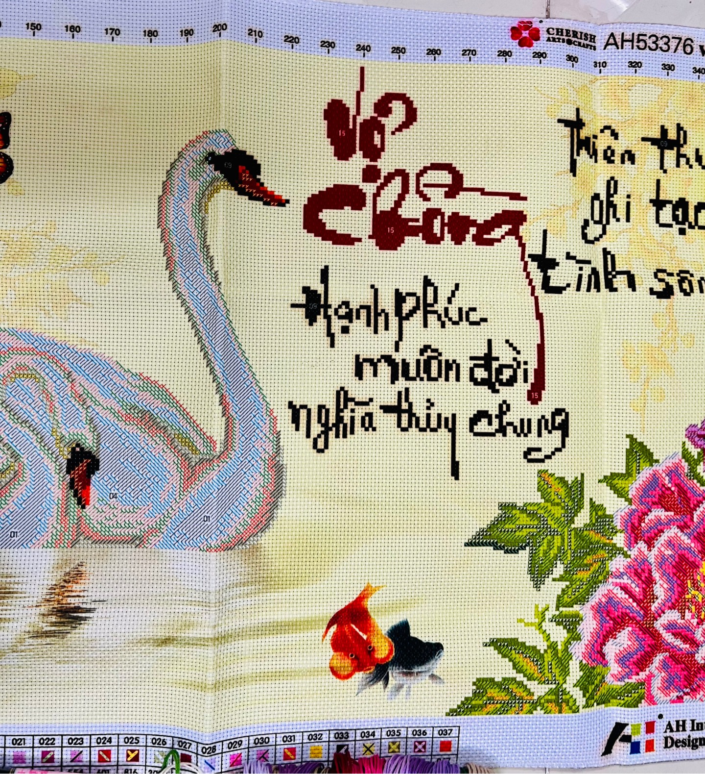 TRANH THÊU VỢ CHỒNG AL53376, kích thước 94 x 52 cm