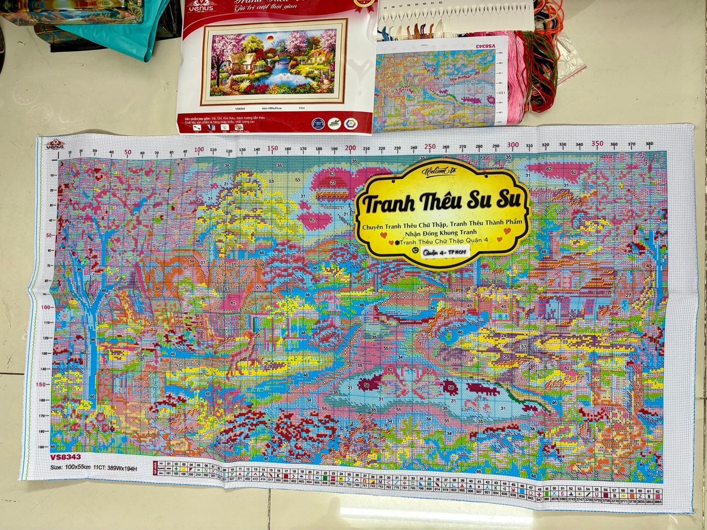 Tranh thêu ngôi nhà hạnh phúc VS8343, kích thước 100 x 55 cm