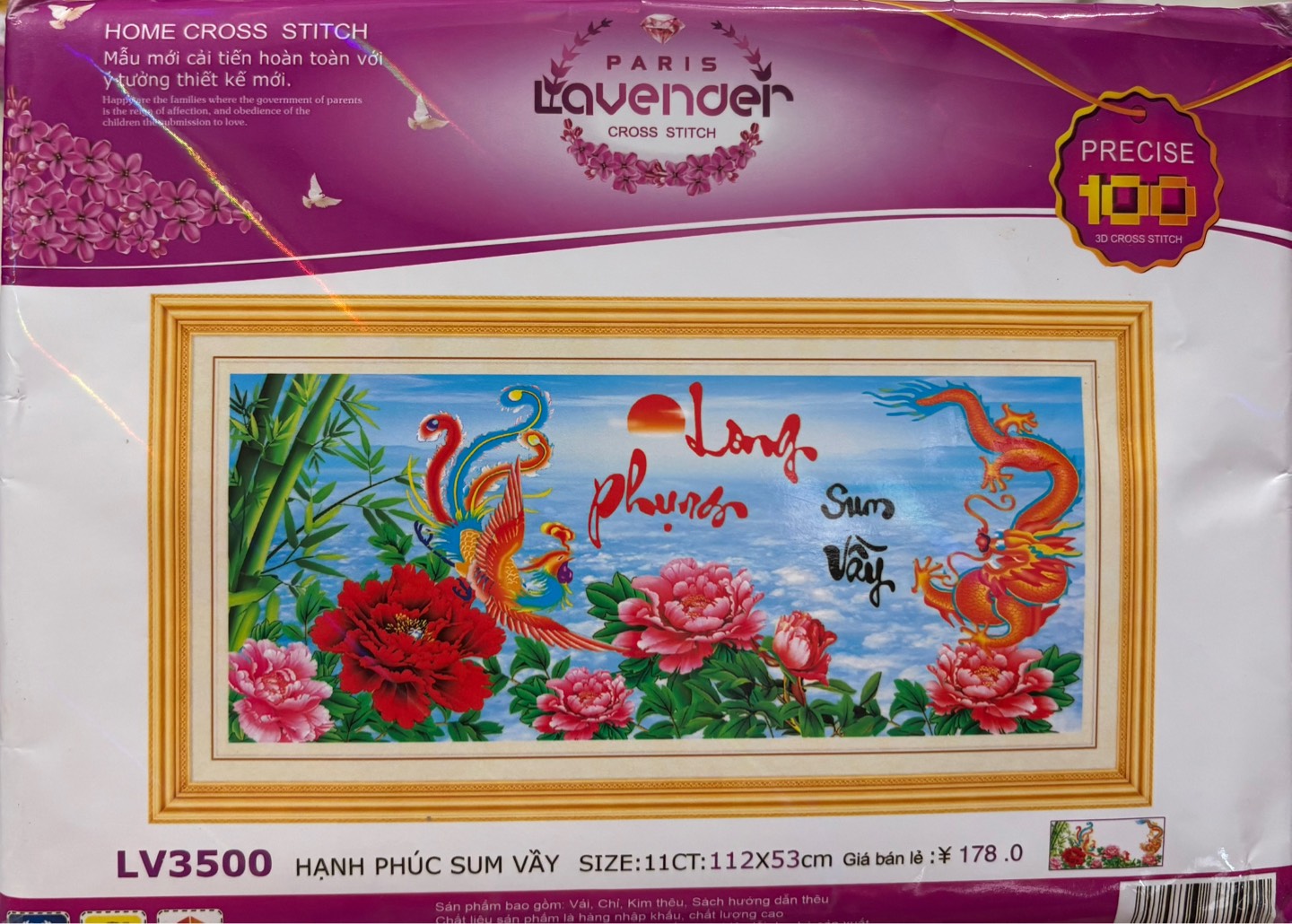 Tranh thêu chữ thập Long phụng sum vầy LV3541, LV3500 (thêu 3D)