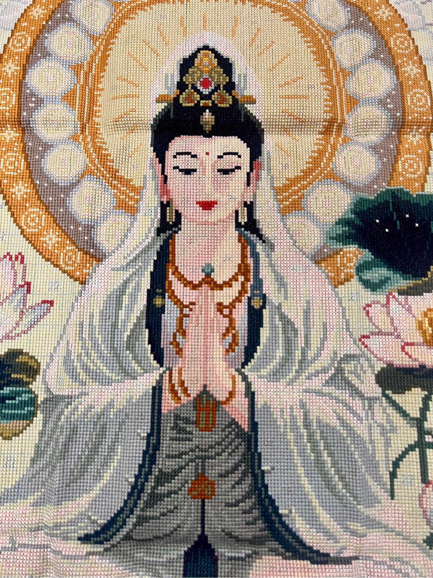 TRANH ĐÃ THÊU PHẬT QUAN ÂM VS8273, KÍCH THƯỚC 60 x 90 CM