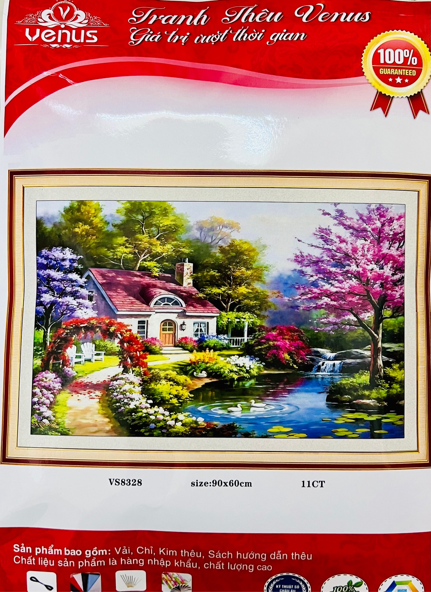 Tranh thêu kín Tổ ấm bình yên VS8328, kích thước 90x60cm