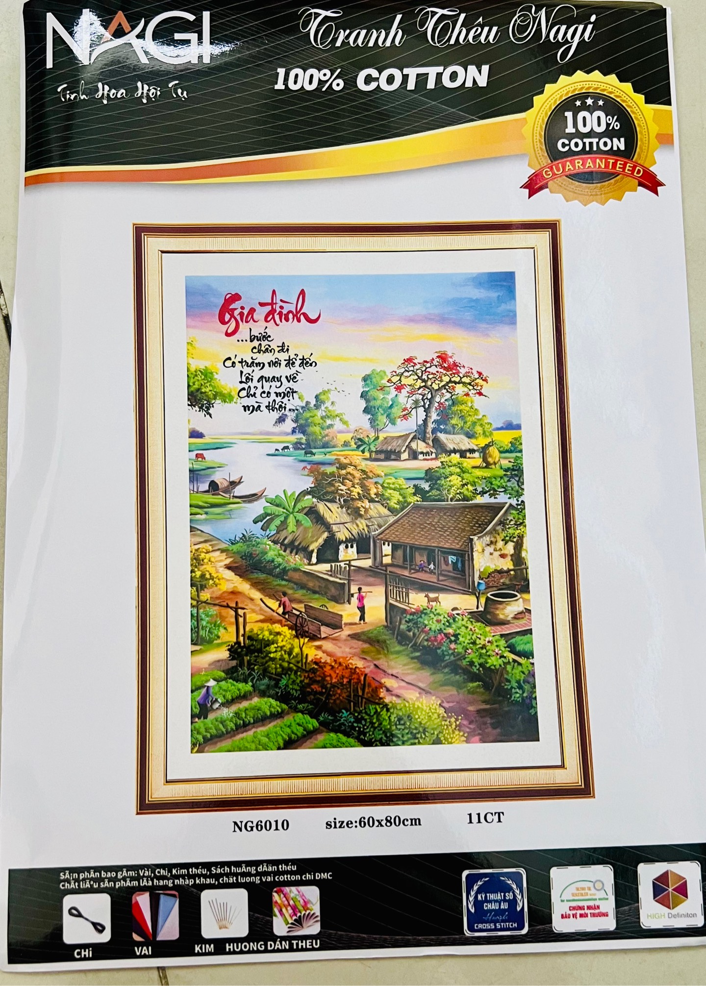 TRANH THÊU KÍN GIA ĐÌNH NG6010, KÍCH THƯỚC 60 x 80 cm