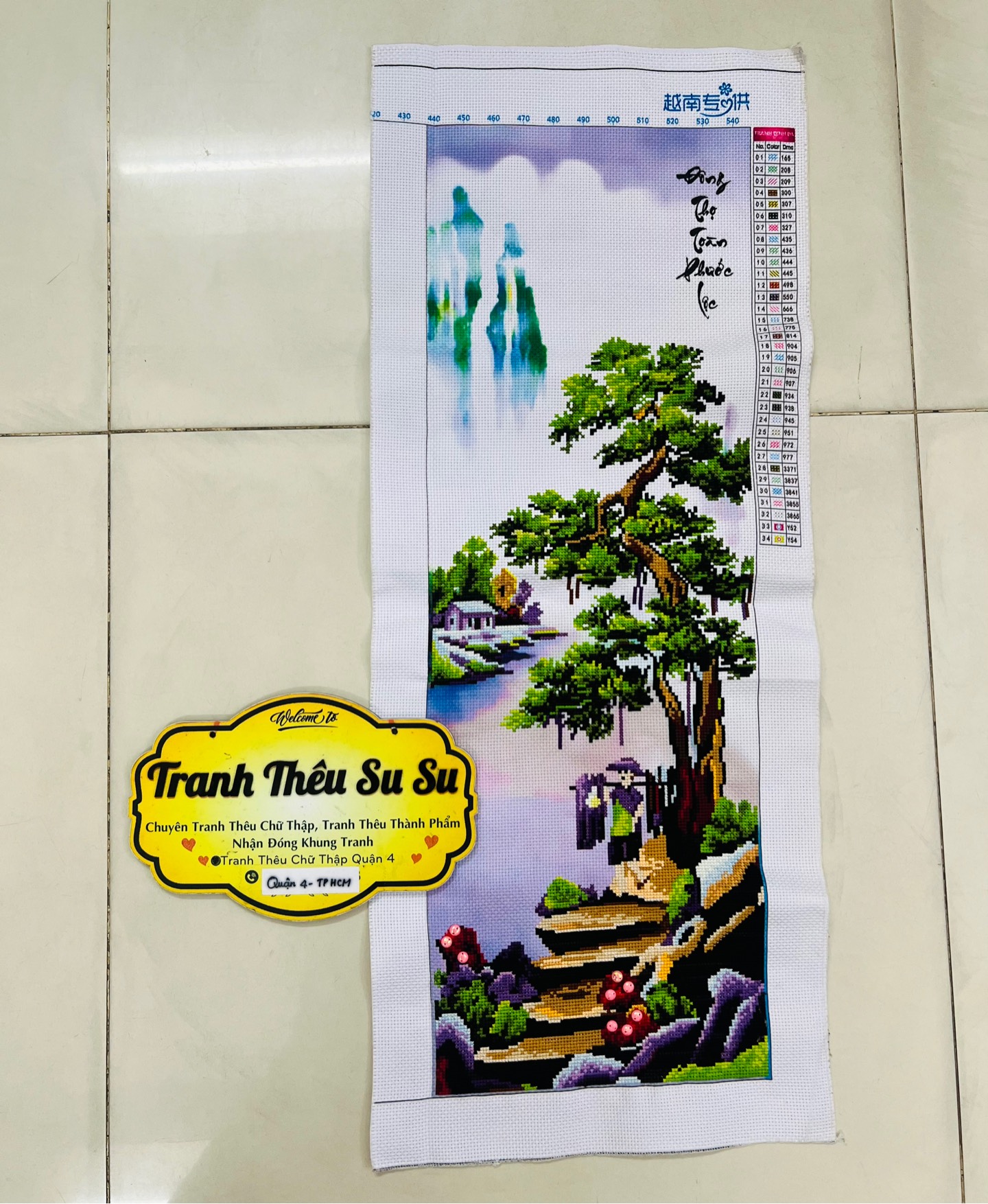 BỘ TỨ QUÝ XUÂN HẠ THU ĐÔNG THÊU SẴN