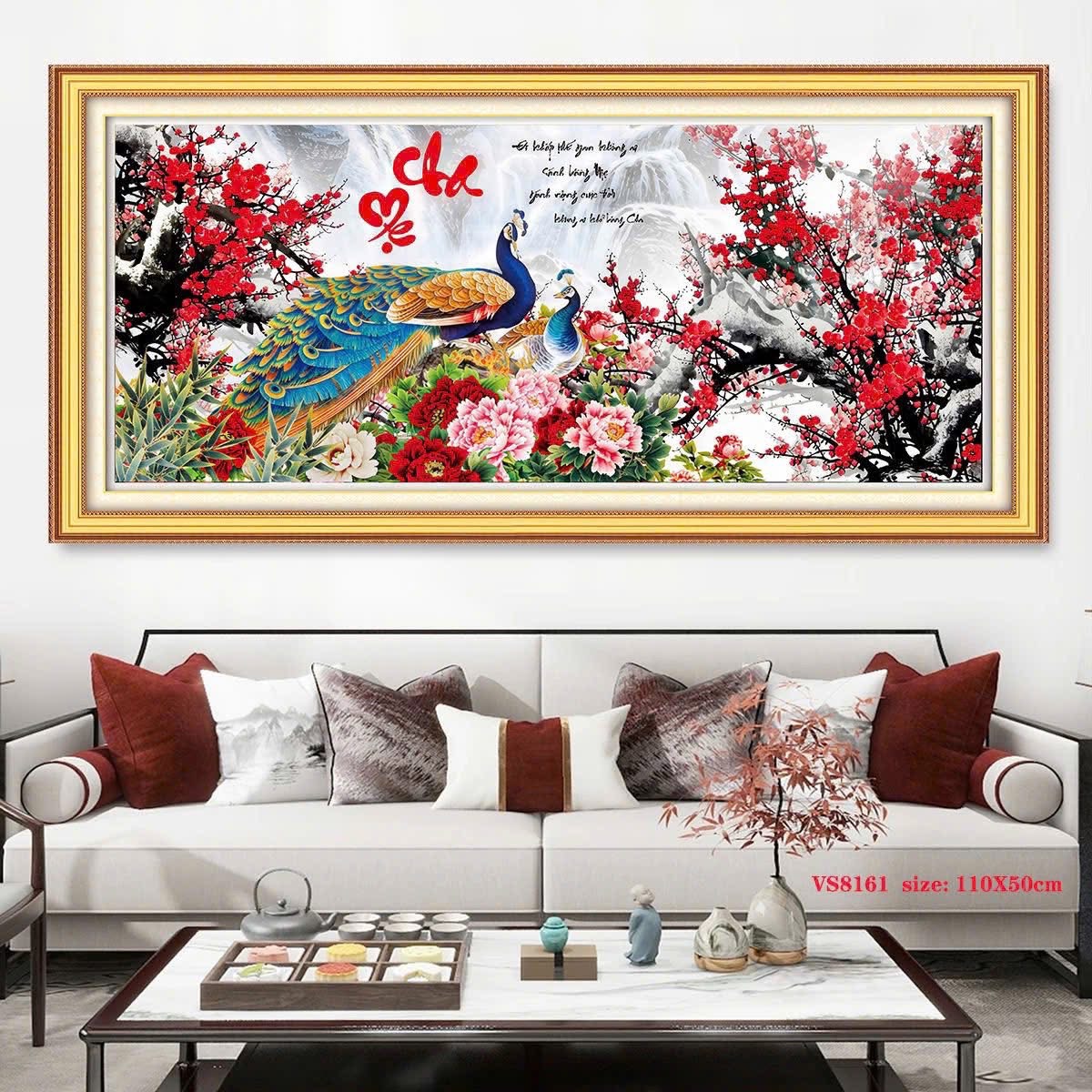 Tranh thêu kín Cha mẹ VS8161, kích thước 110x55 cm