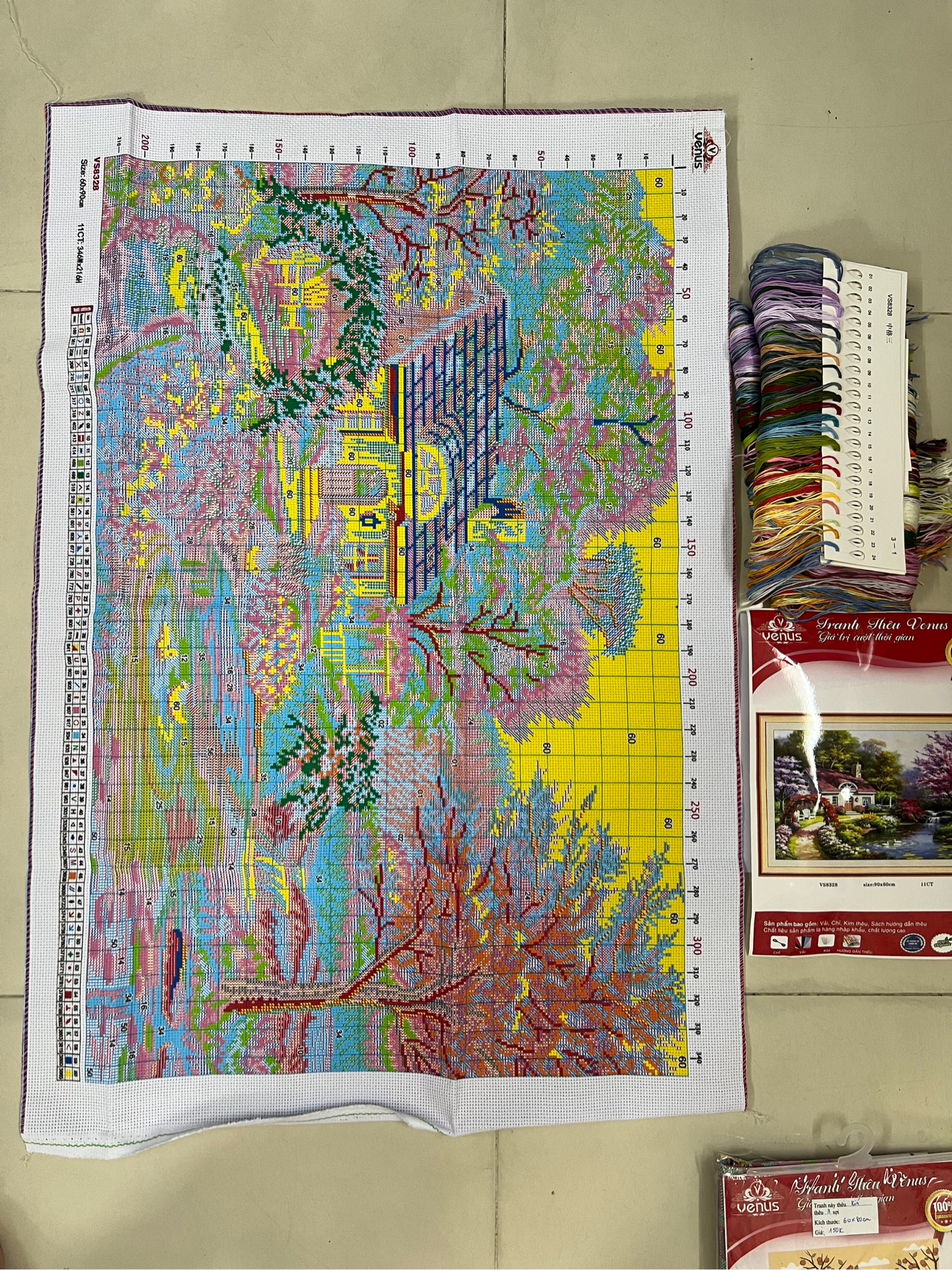 Tranh thêu kín Tổ ấm bình yên VS8328, kích thước 90x60cm