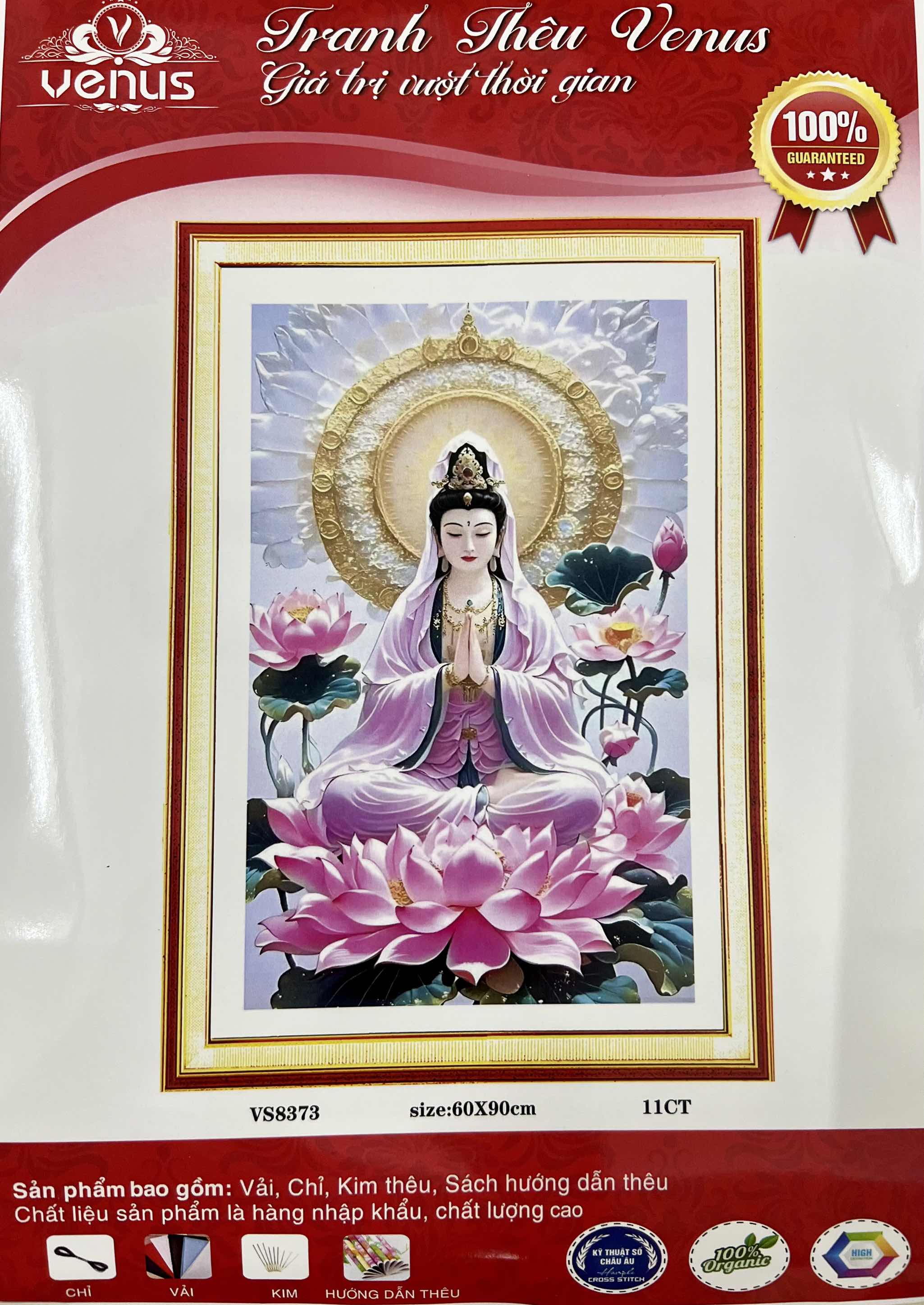 Tranh thêu kín Phật quan âm VS8373, kích thước 60 x 90 cm
