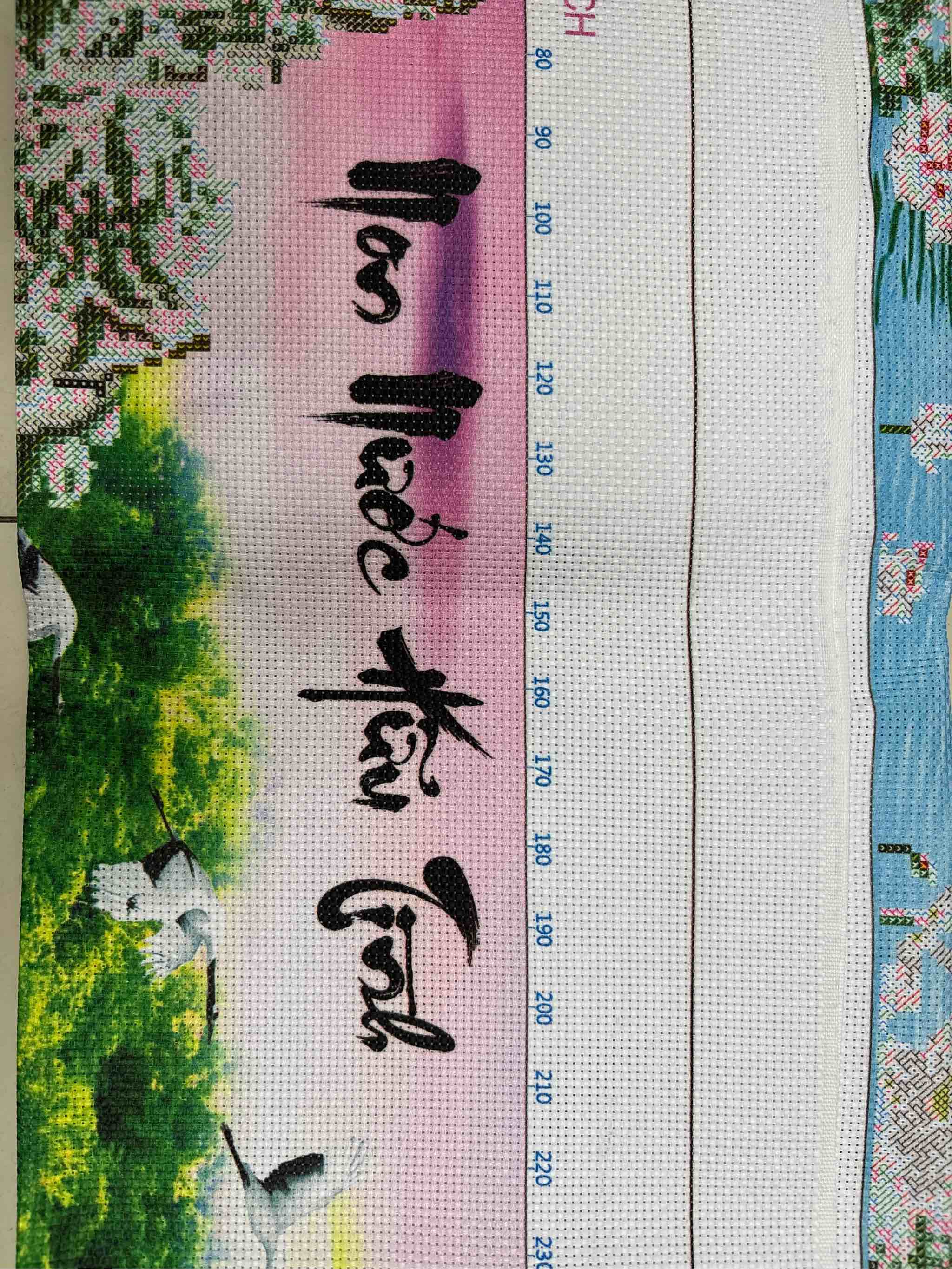 Tranh thêu Non nước hữu tình LV3320, kích thước 120 x 55 cm