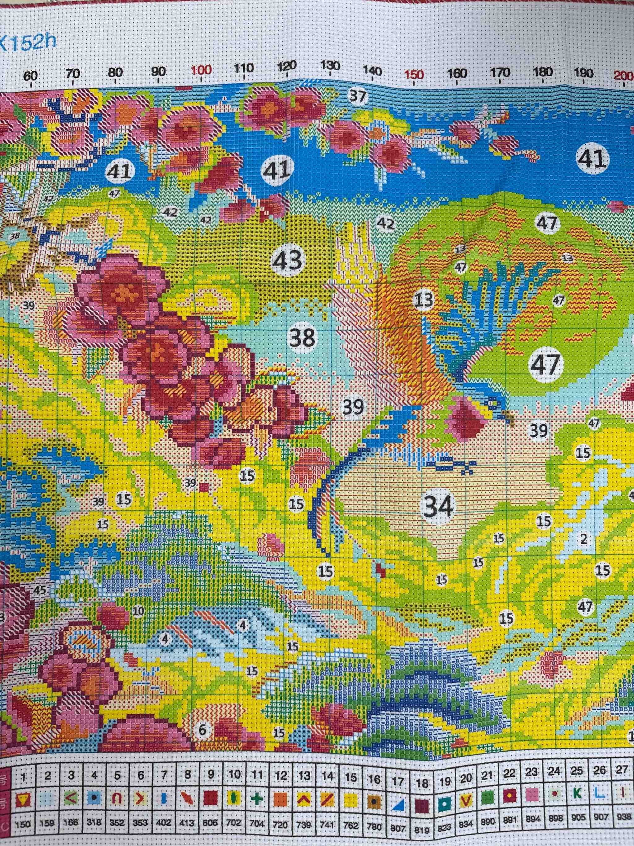 Tranh thêu kín Mùa xuân hoa nở VS8076, kích thước 45 x 91 cm