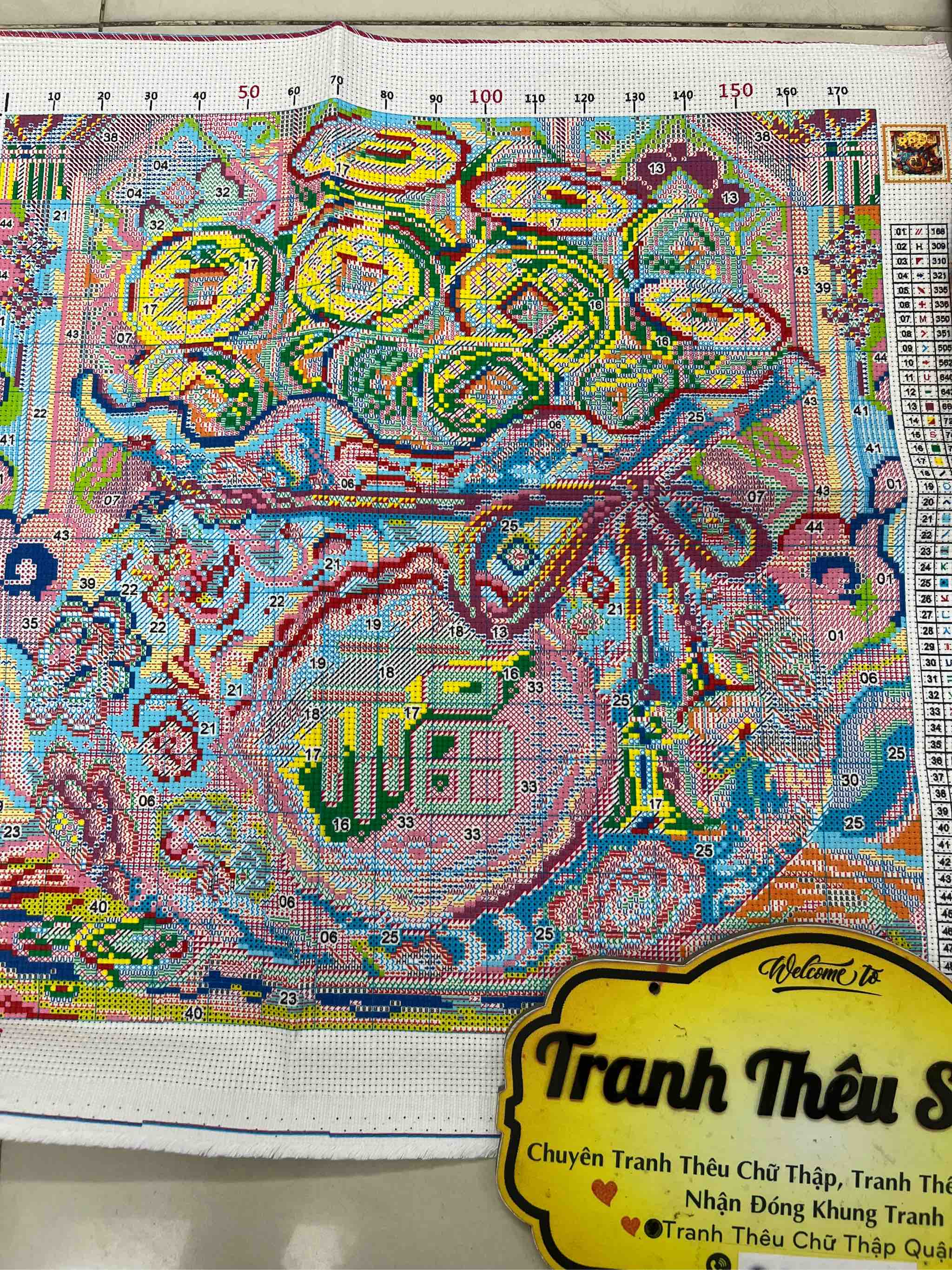 Tranh thêu kín Túi tiền chữ Phúc VS9086, kích thước 50 x 50 cm