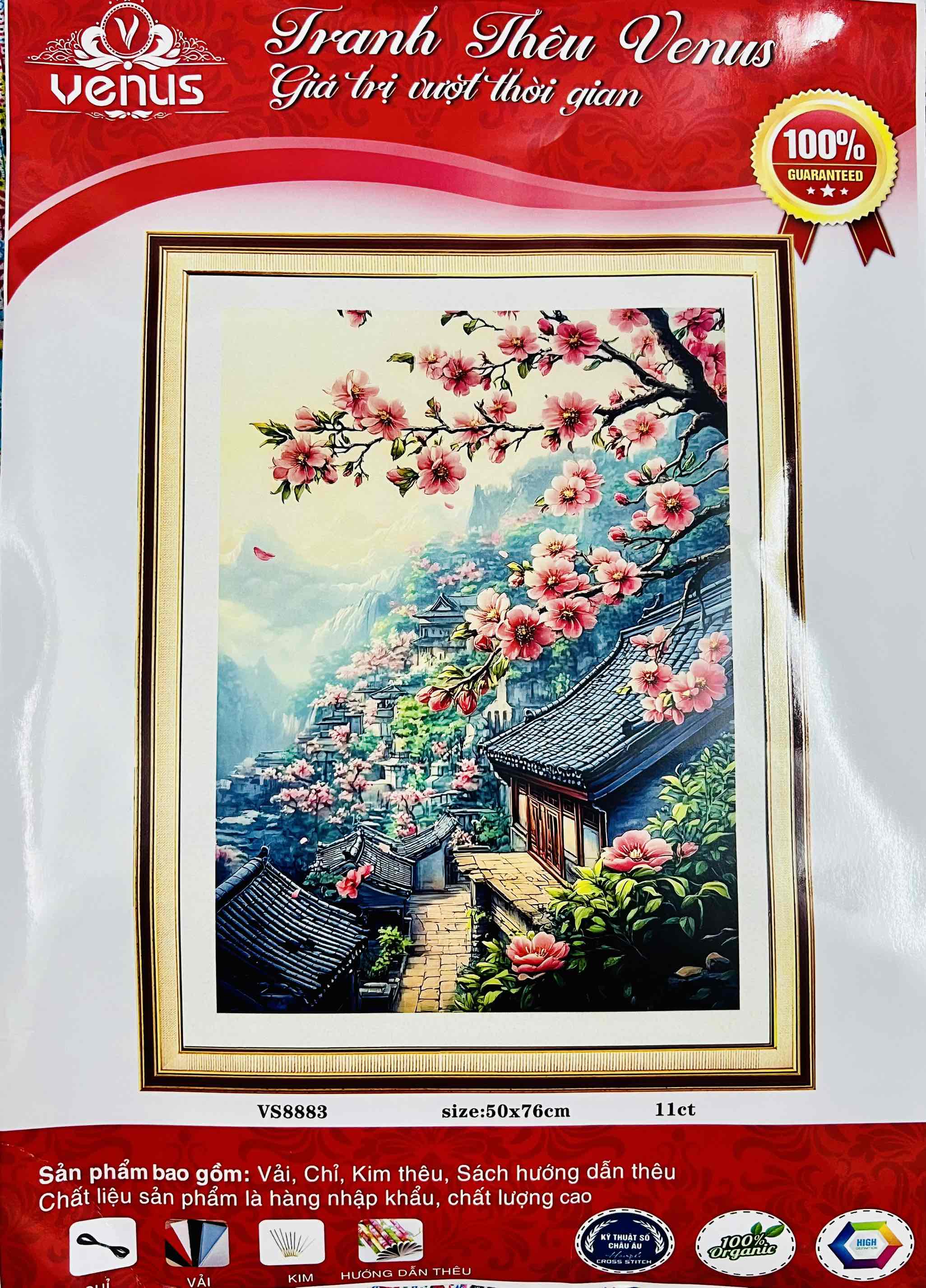 Tranh thêu kín Phong cảnh cố hương VS8883, kích thước 50 x 76 cm