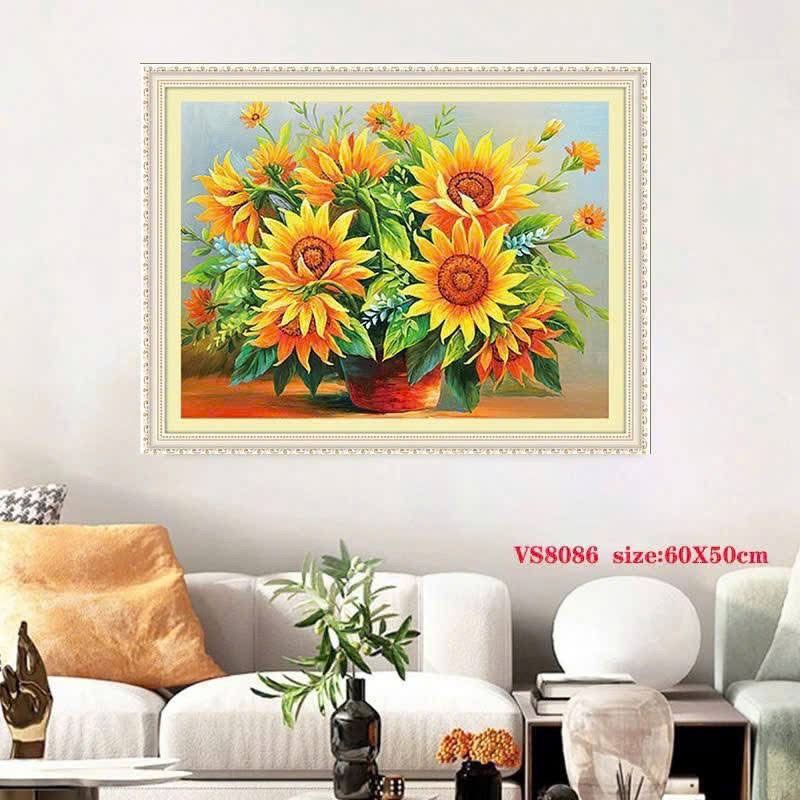 Tranh thêu chữ thập Hoa hướng dương VS8086, kích thước 60 x 50 cm