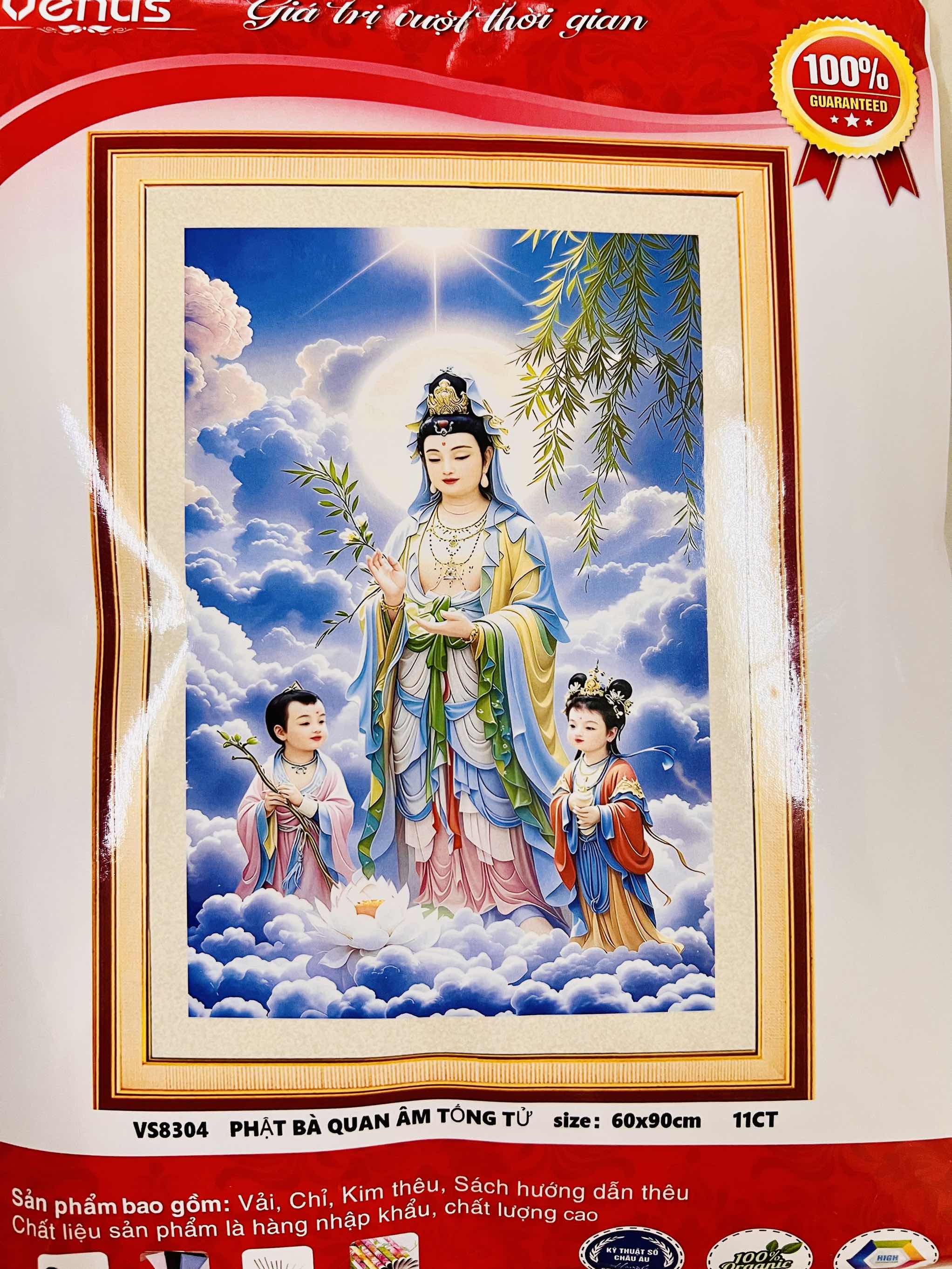 Tranh thêu kín Quan âm VS8304, kích thước 60 x 90 cm