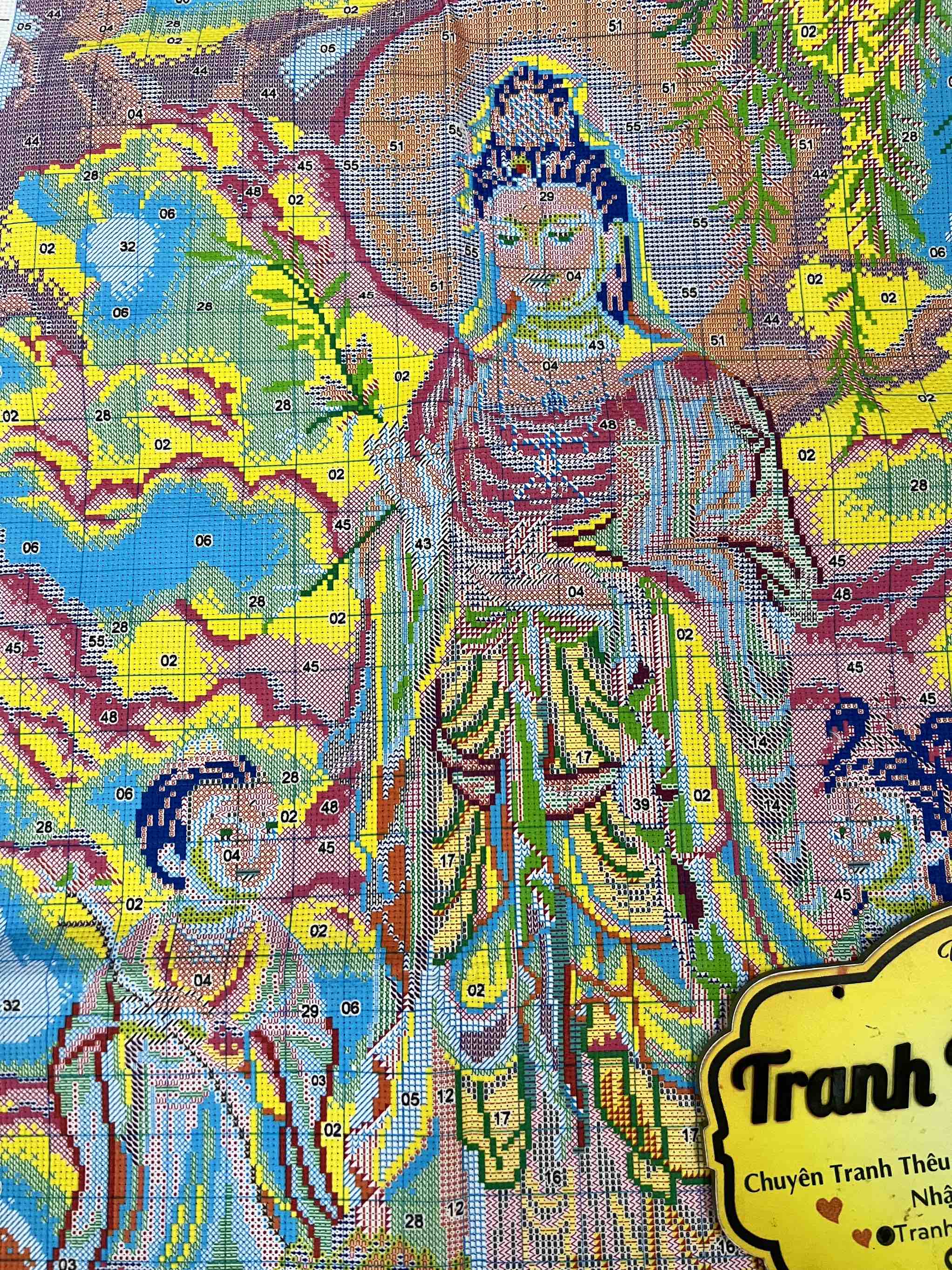 Tranh thêu kín Quan âm VS8304, kích thước 60 x 90 cm