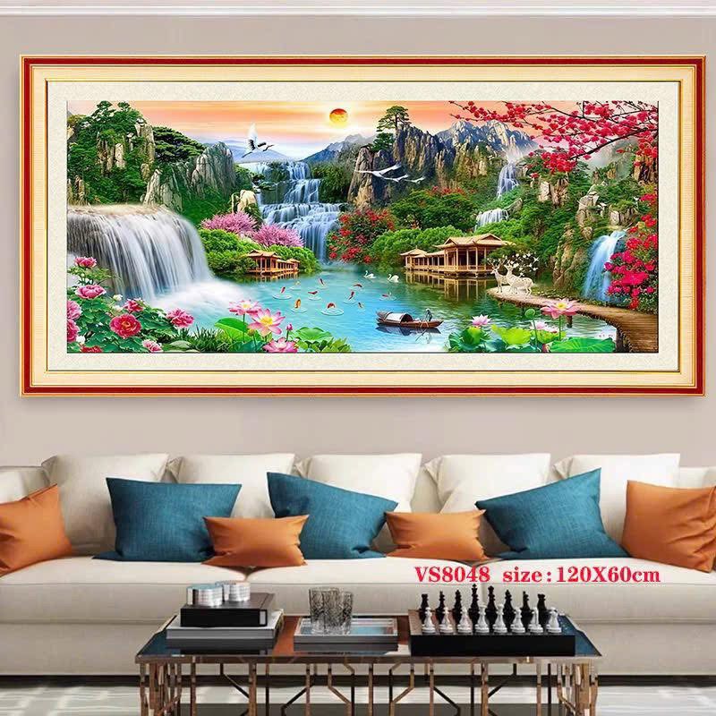 Tranh thêu kín Phong cảnh VS8048, kích thước 120x65 cm