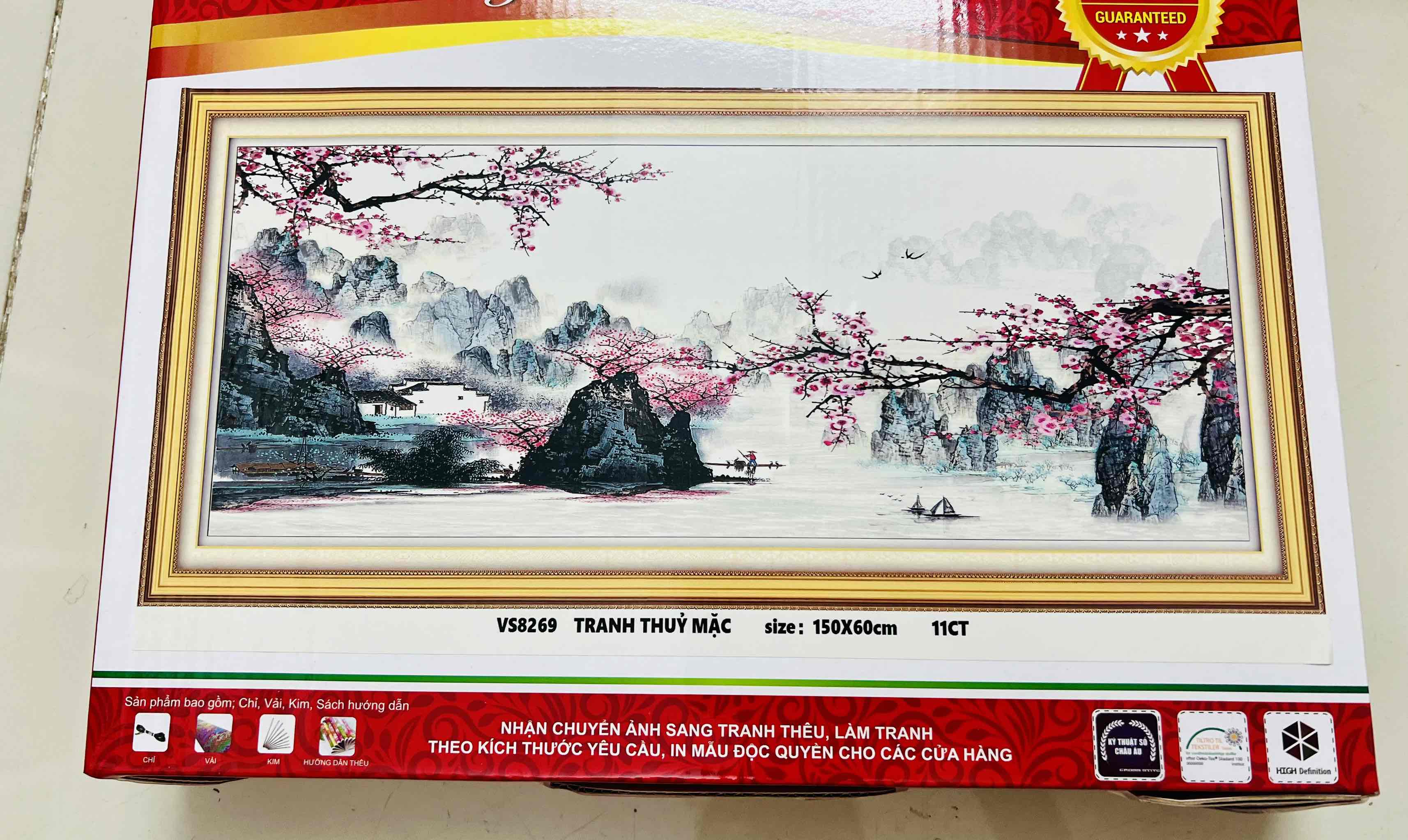 Tranh thêu kín Phong cảnh thủy mặc VS8269, kích thước 150 x 60 cm