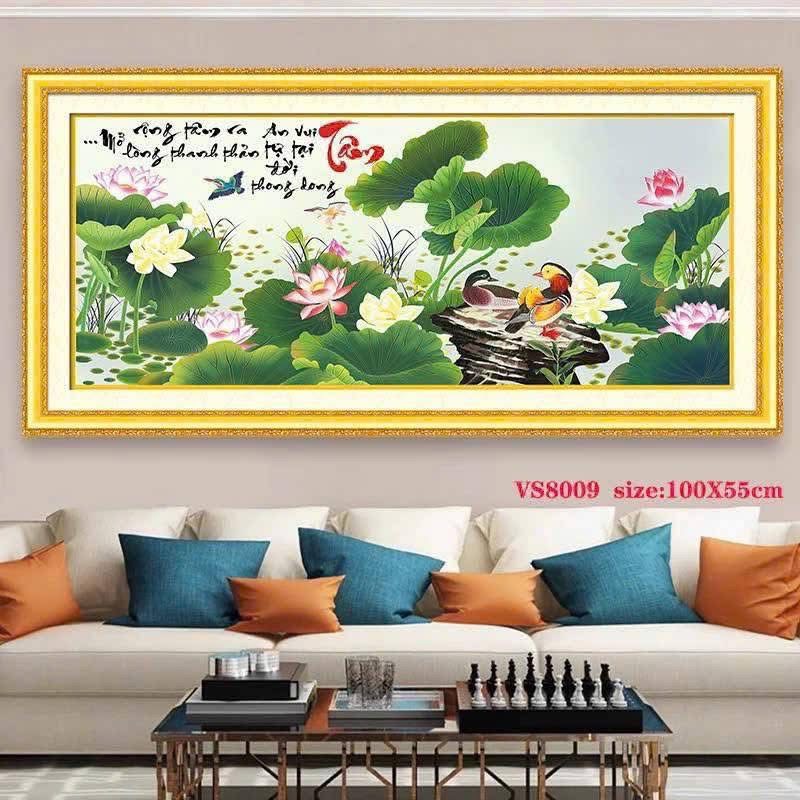 Tranh thêu kín chữ Tâm VS8009, kích thước 100 x 55 cm